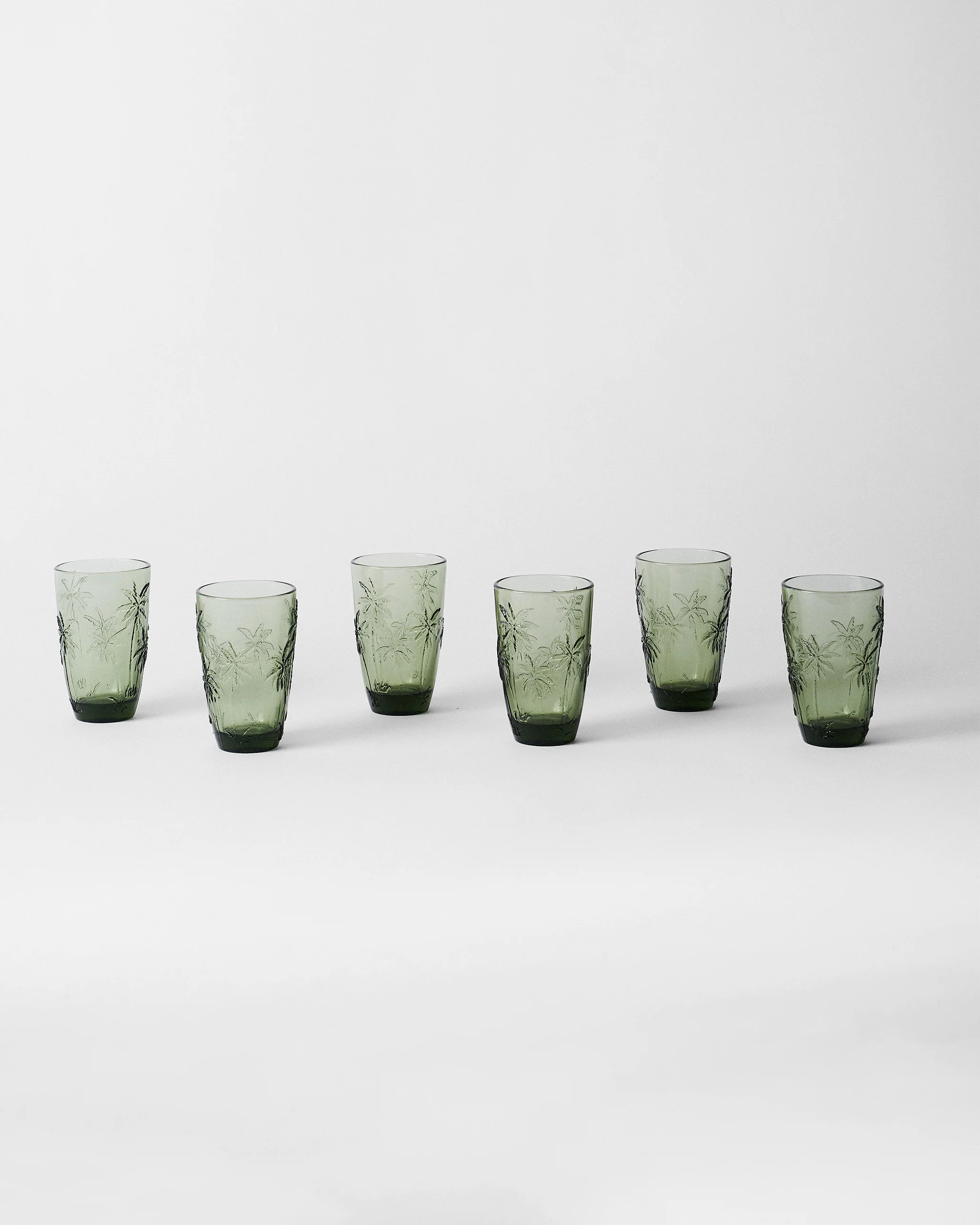 Palm Long Drink Glass Set of 6 - Green - Image 6
