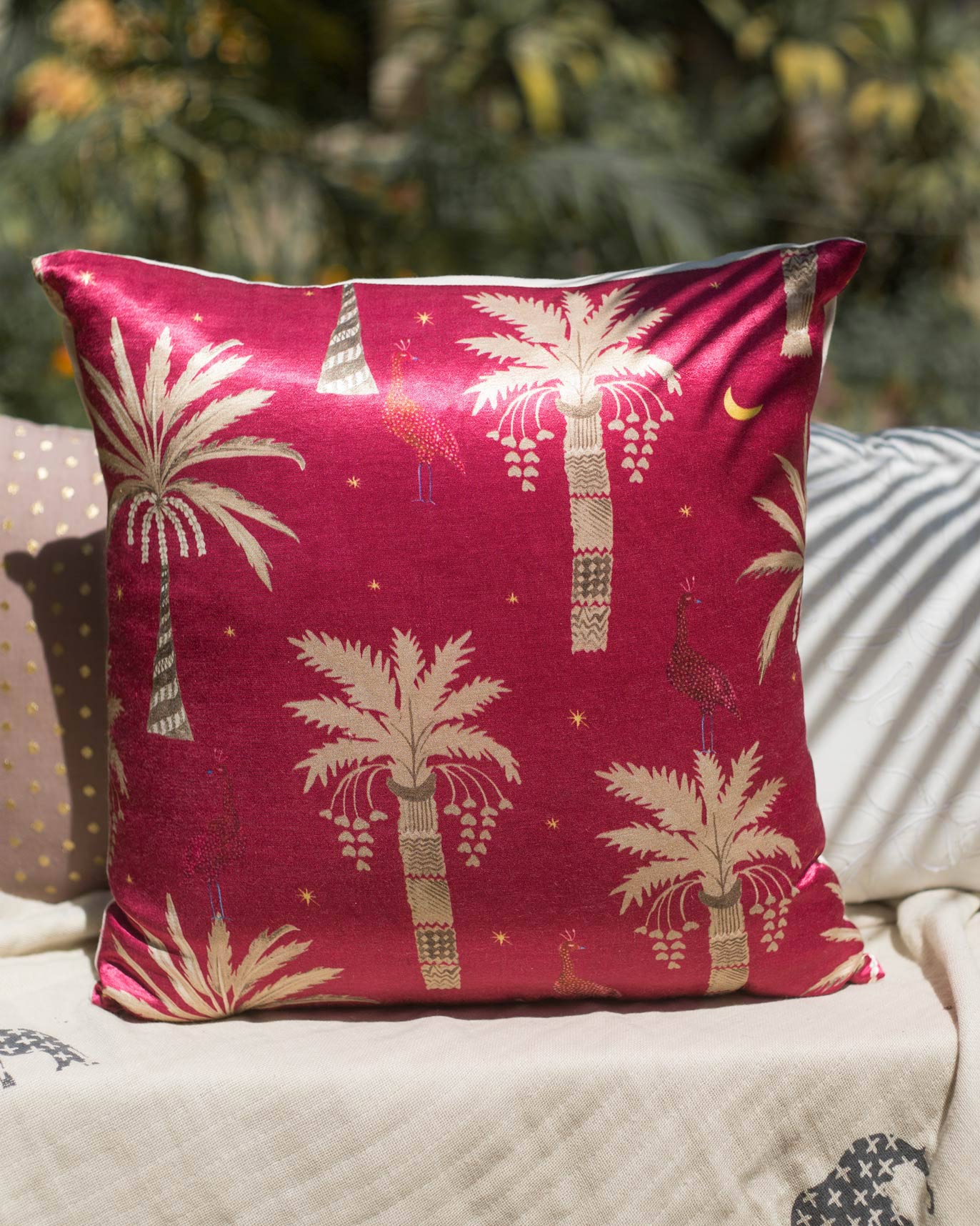 Palm Tree Cushion Cover - Pink - Image 2