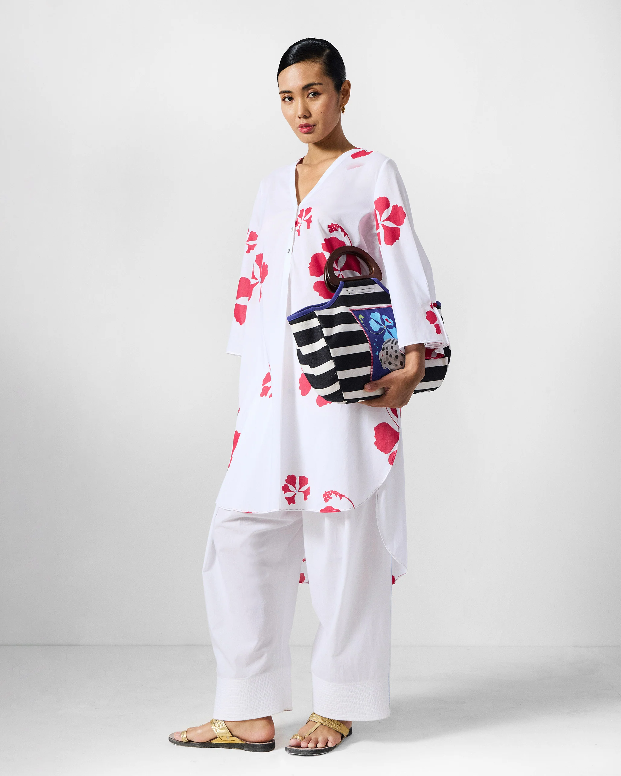 Pampa Kurta - White & Red Printed - Image 6