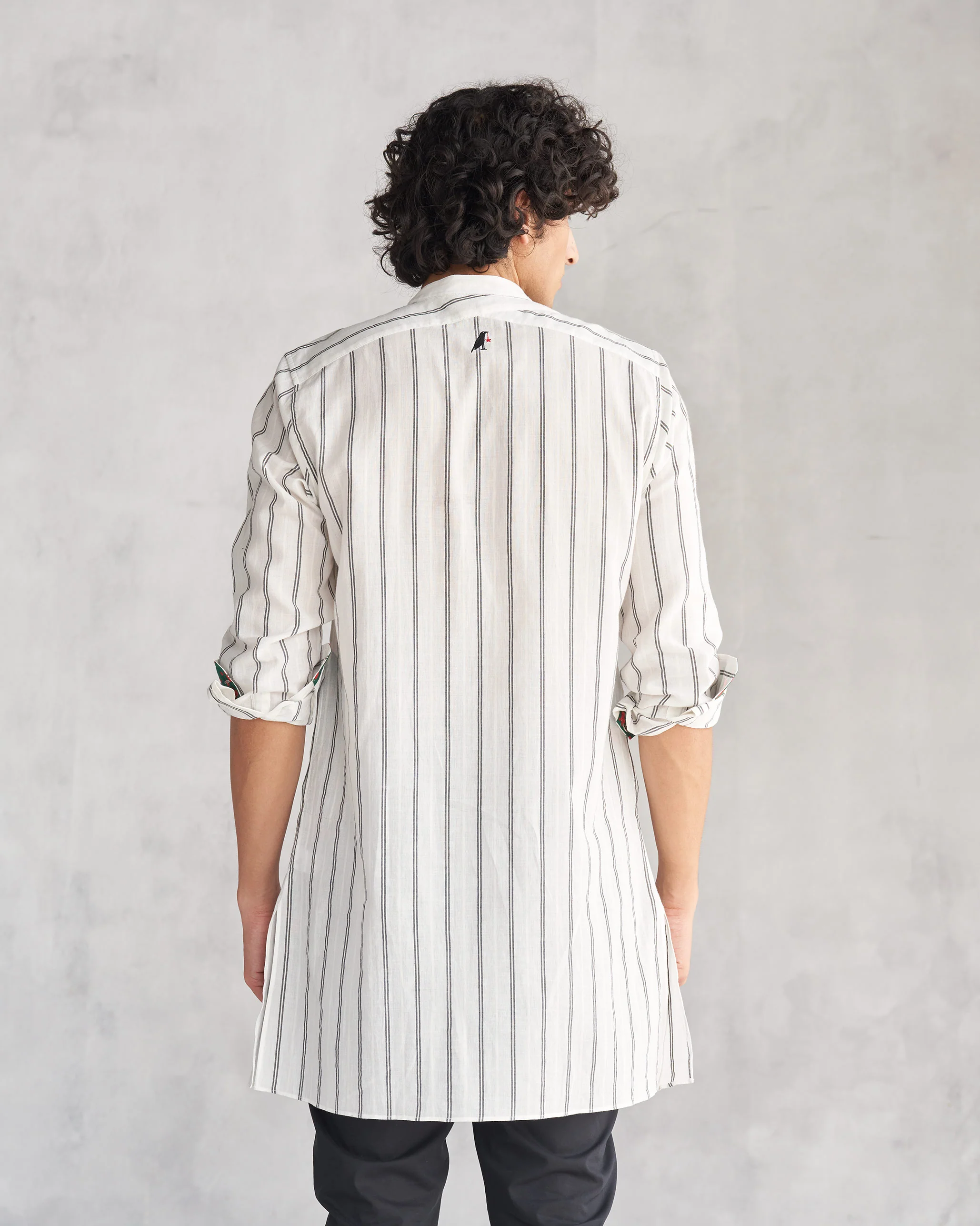 Panel Stripe Kurta - Ivory & Black - Image 5