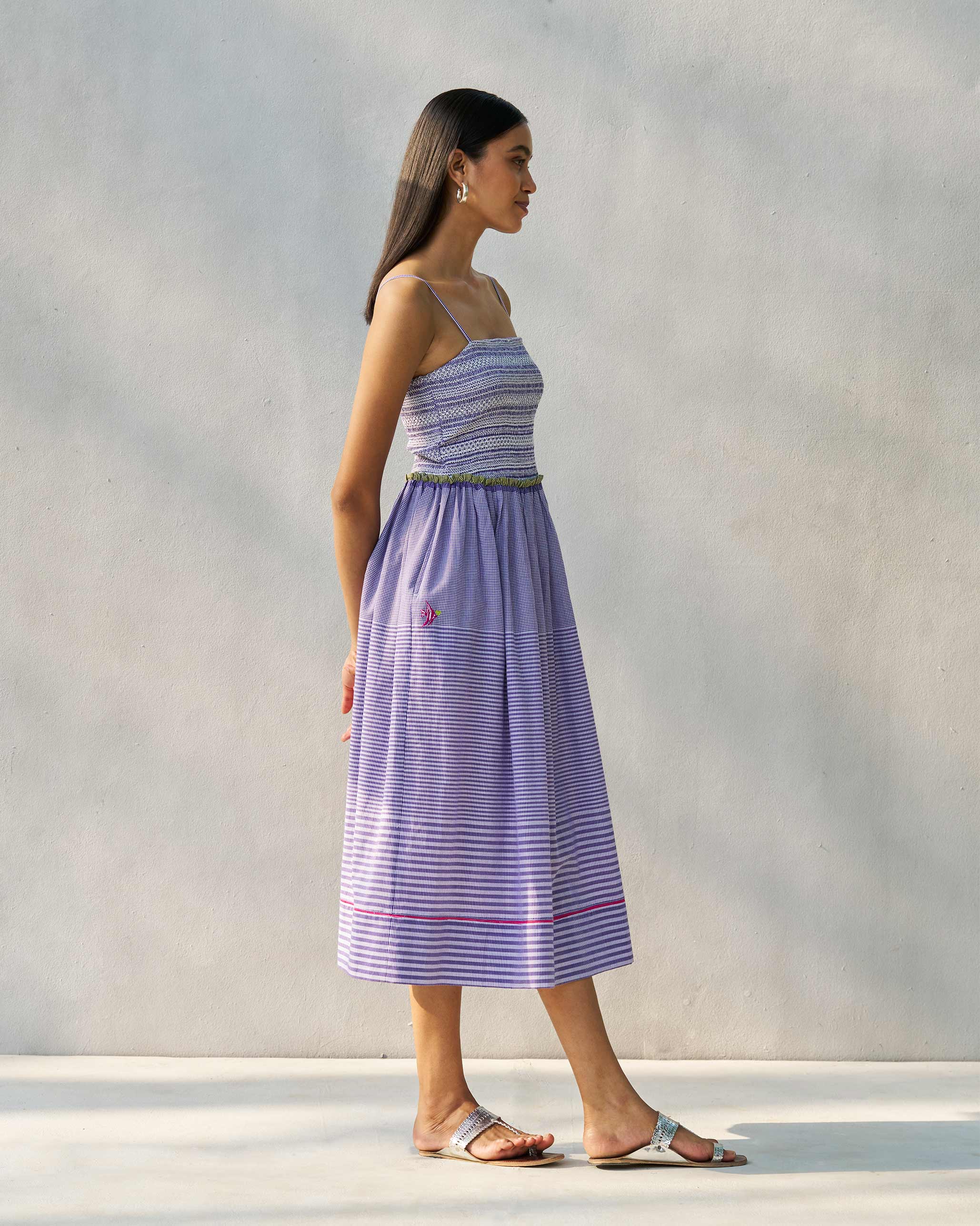 Paperbag Dress - Purple & White - Image 4