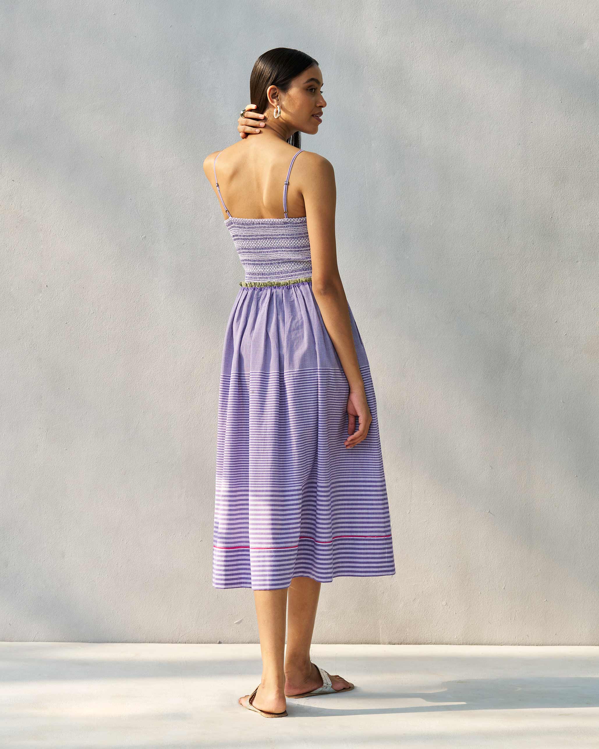 Paperbag Dress - Purple & White - Image 5