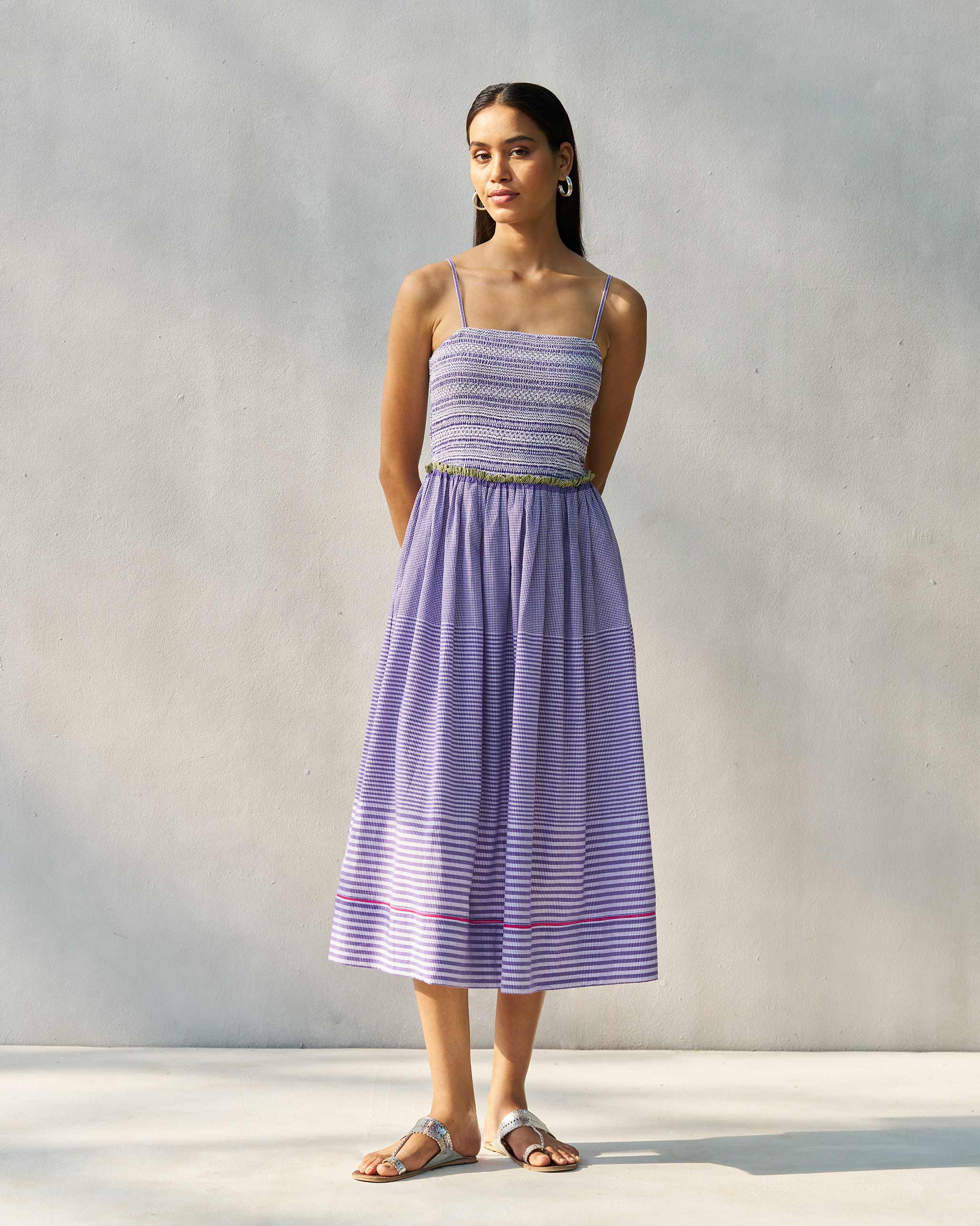 Paperbag Dress - Purple & White - Image 6