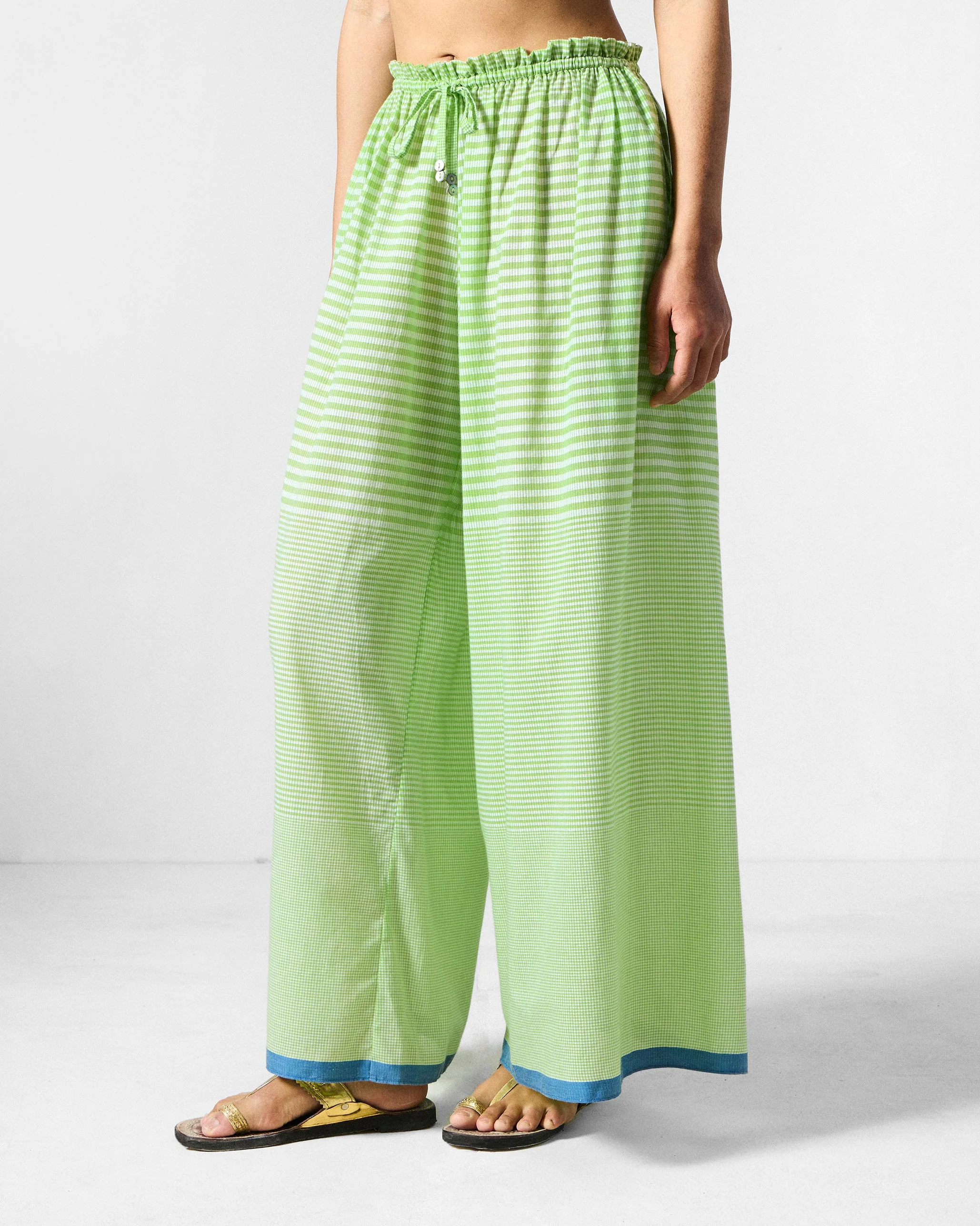 Paperbag Pants - Light Green & White Checks - Image 2