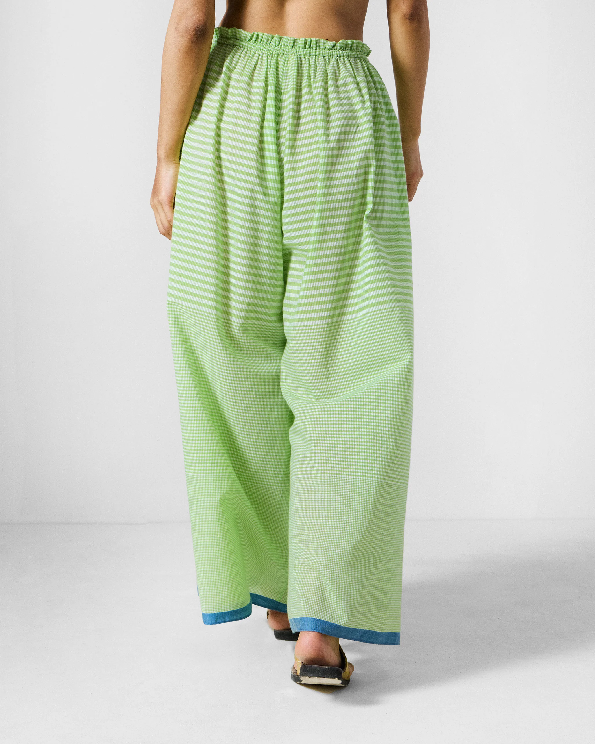 Paperbag Pants - Light Green & White Checks - Image 3