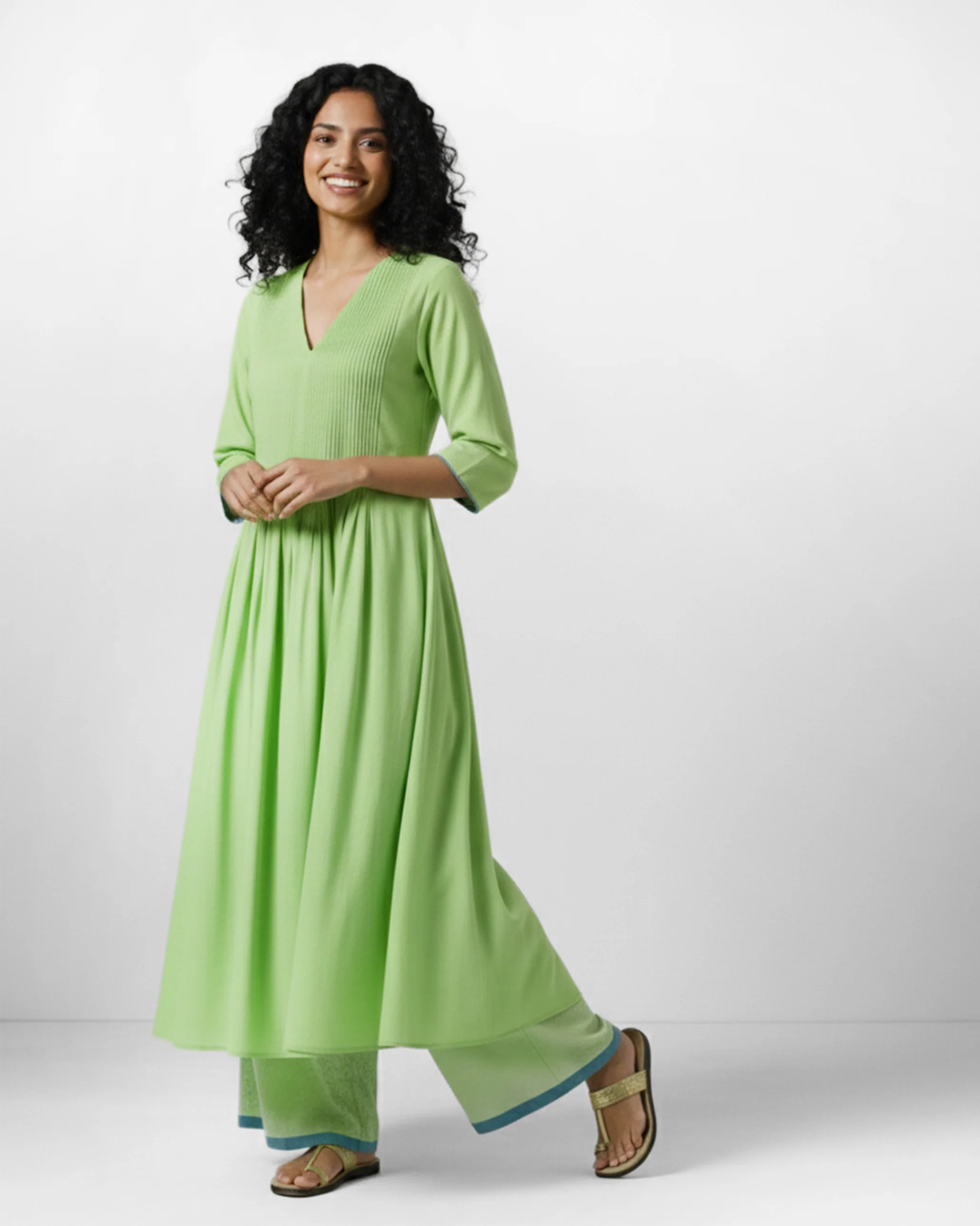 Paperbag Pants - Light Green & White Checks - Image 7