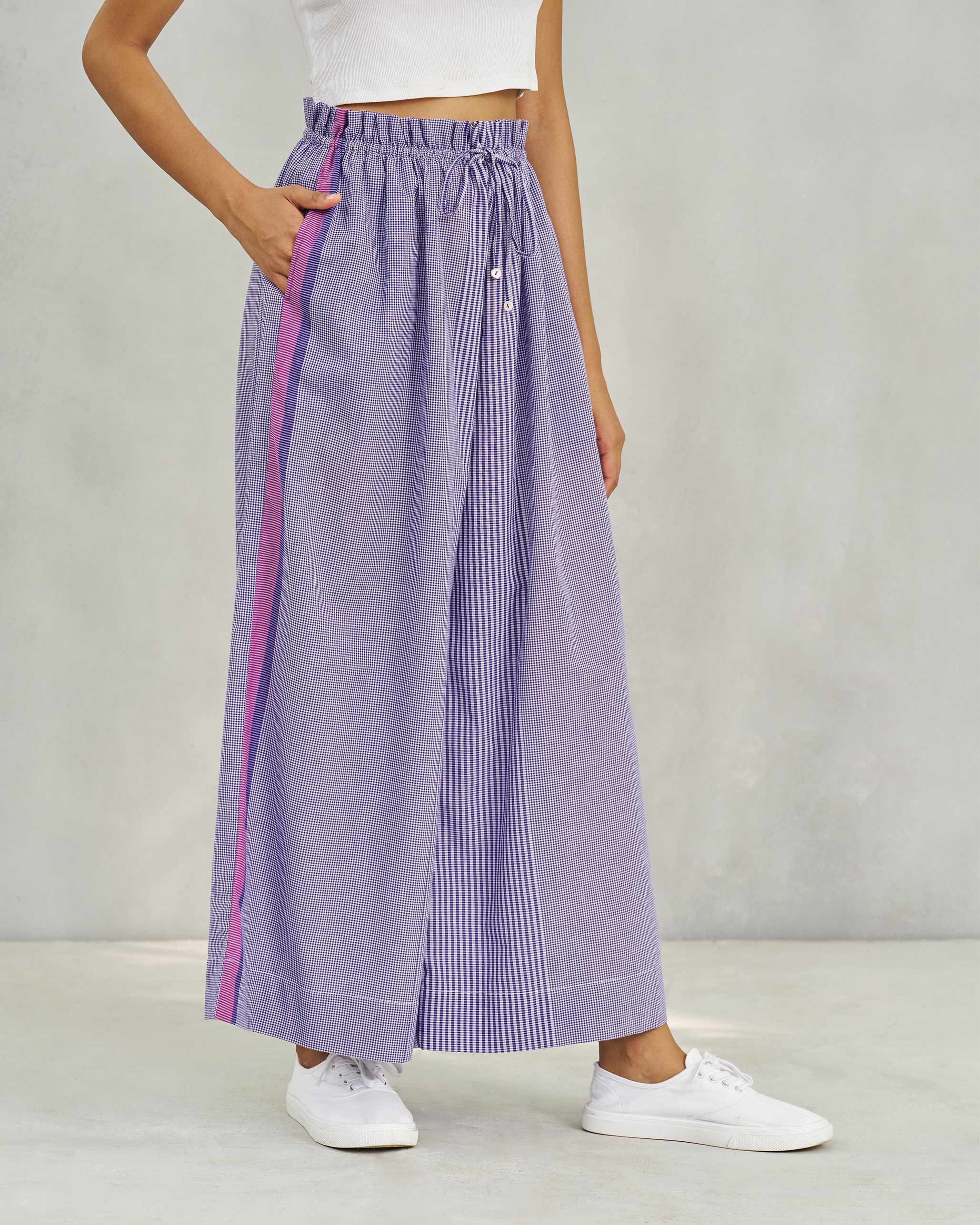 Paperbag Pants - Purple & White - Image 3