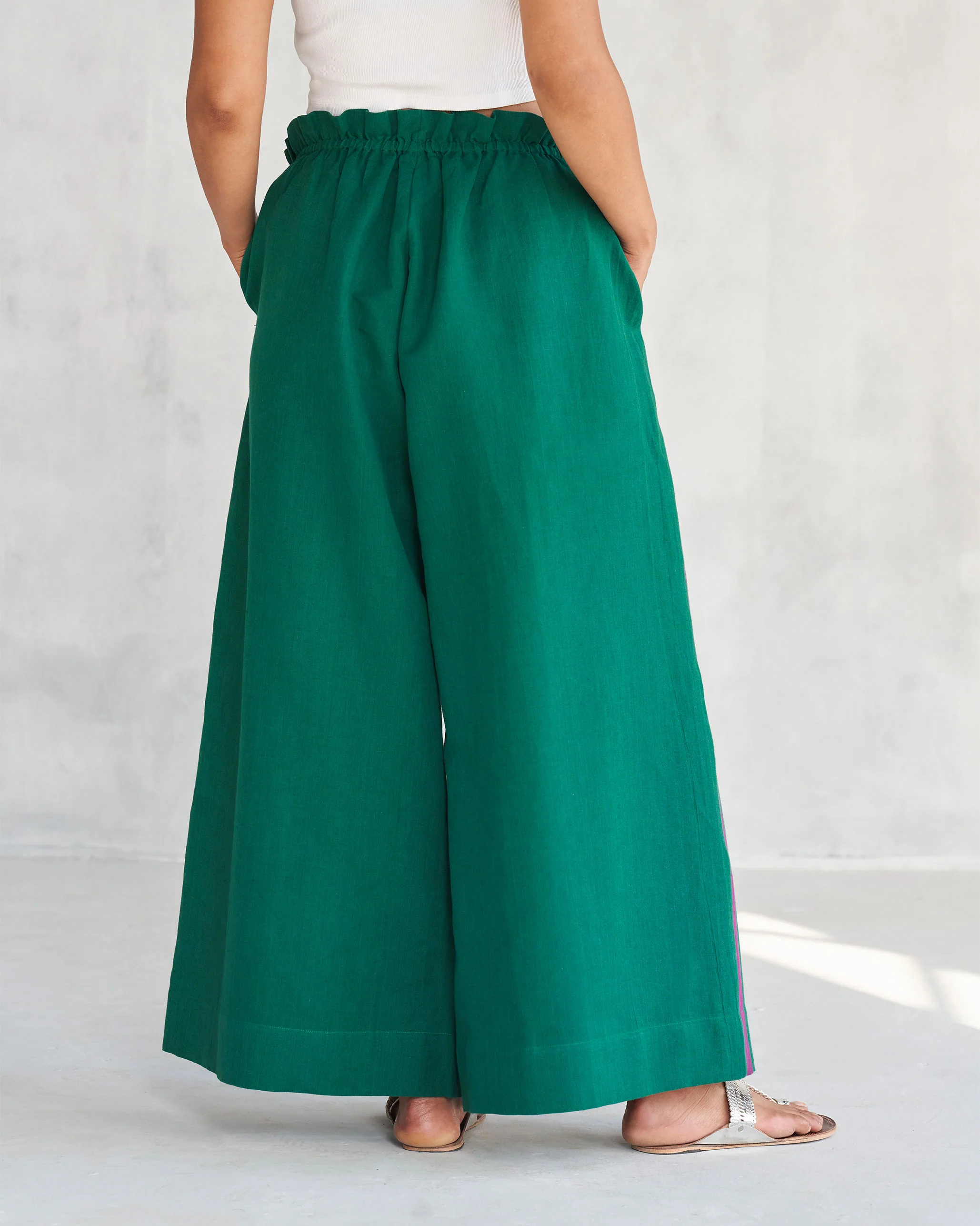 Paperbag Waist Pants - Green - Image 2