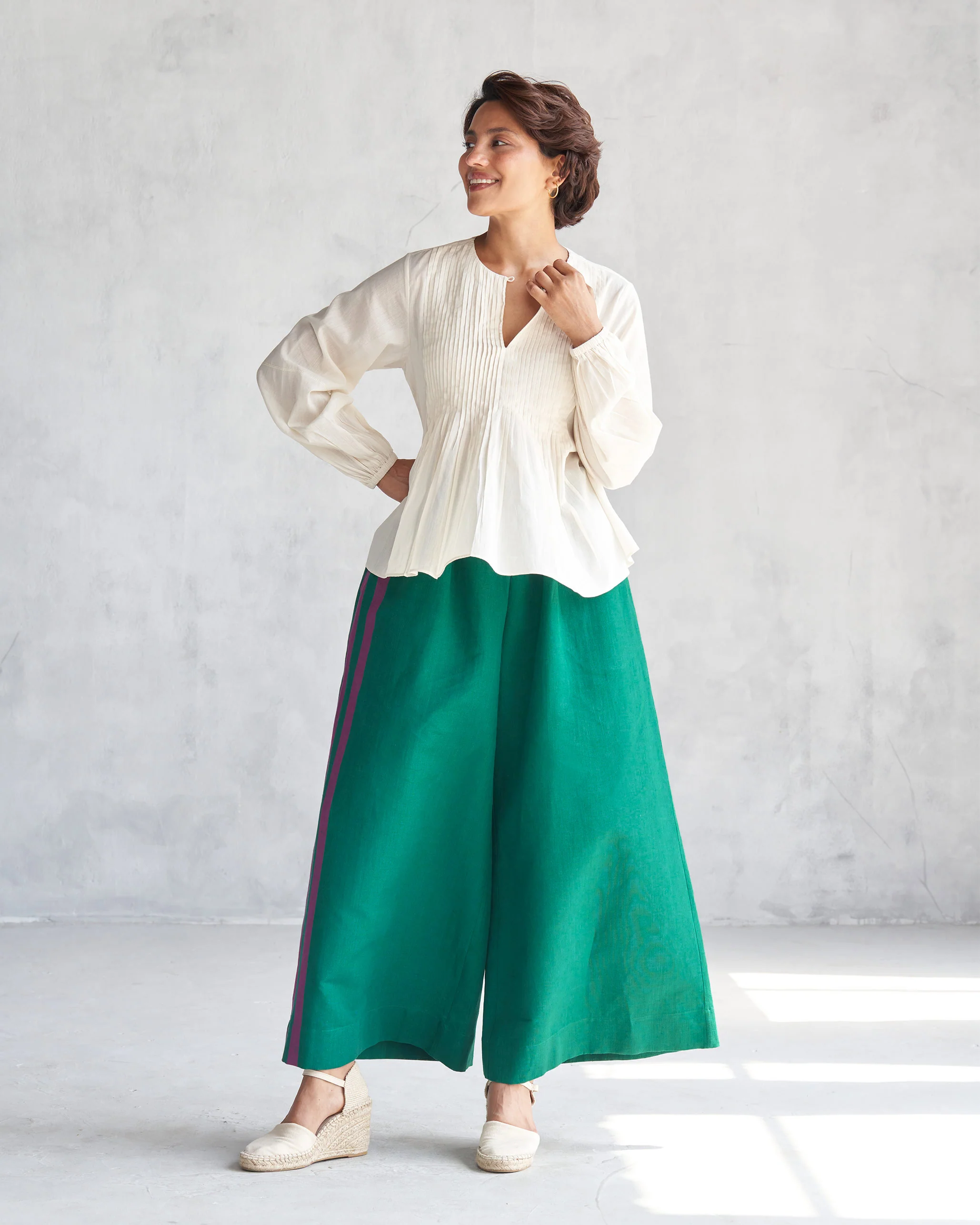 Paperbag Waist Pants - Green - Image 4