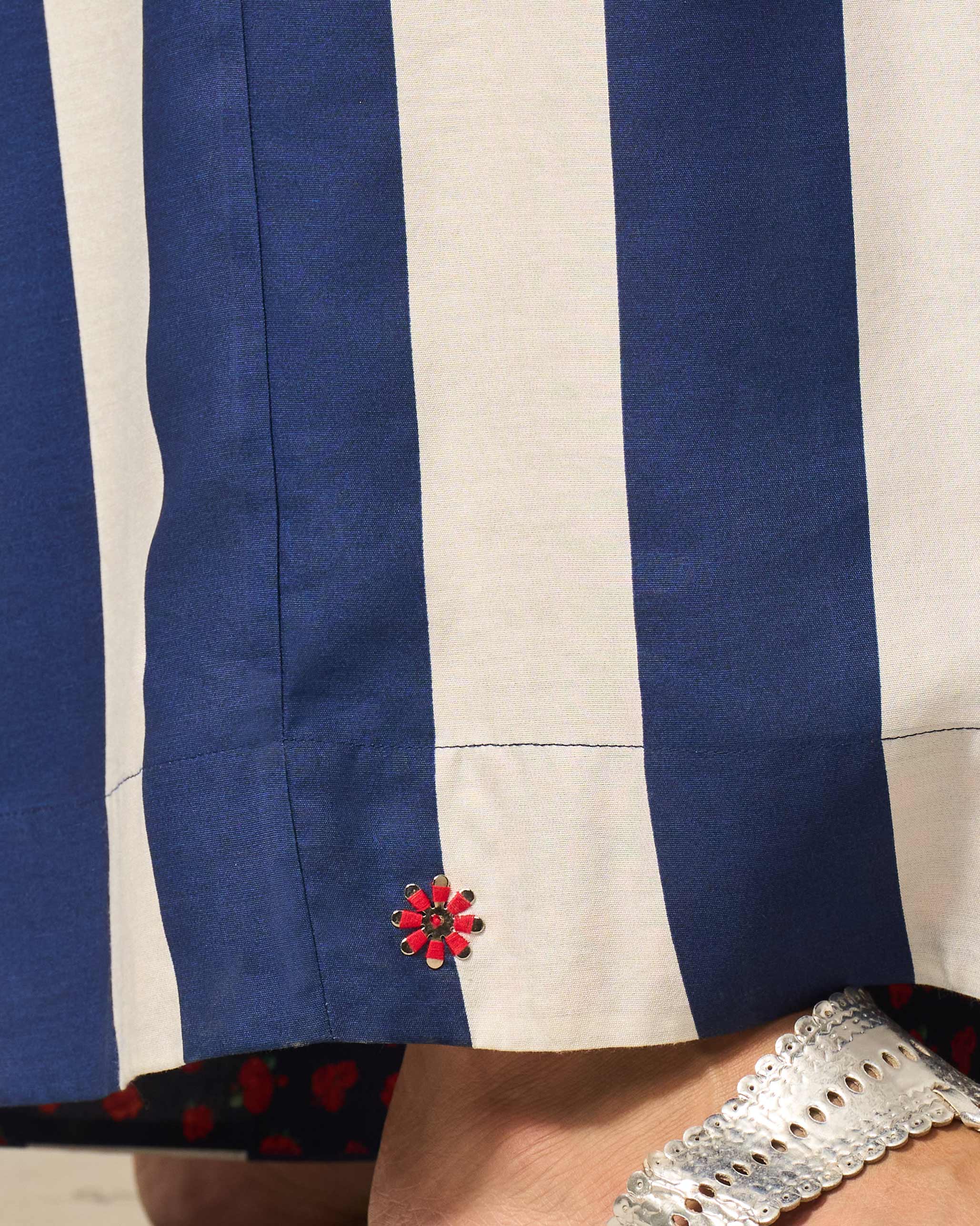 Paperbag Waist Pants - Navy & Ivory Print - Image 2
