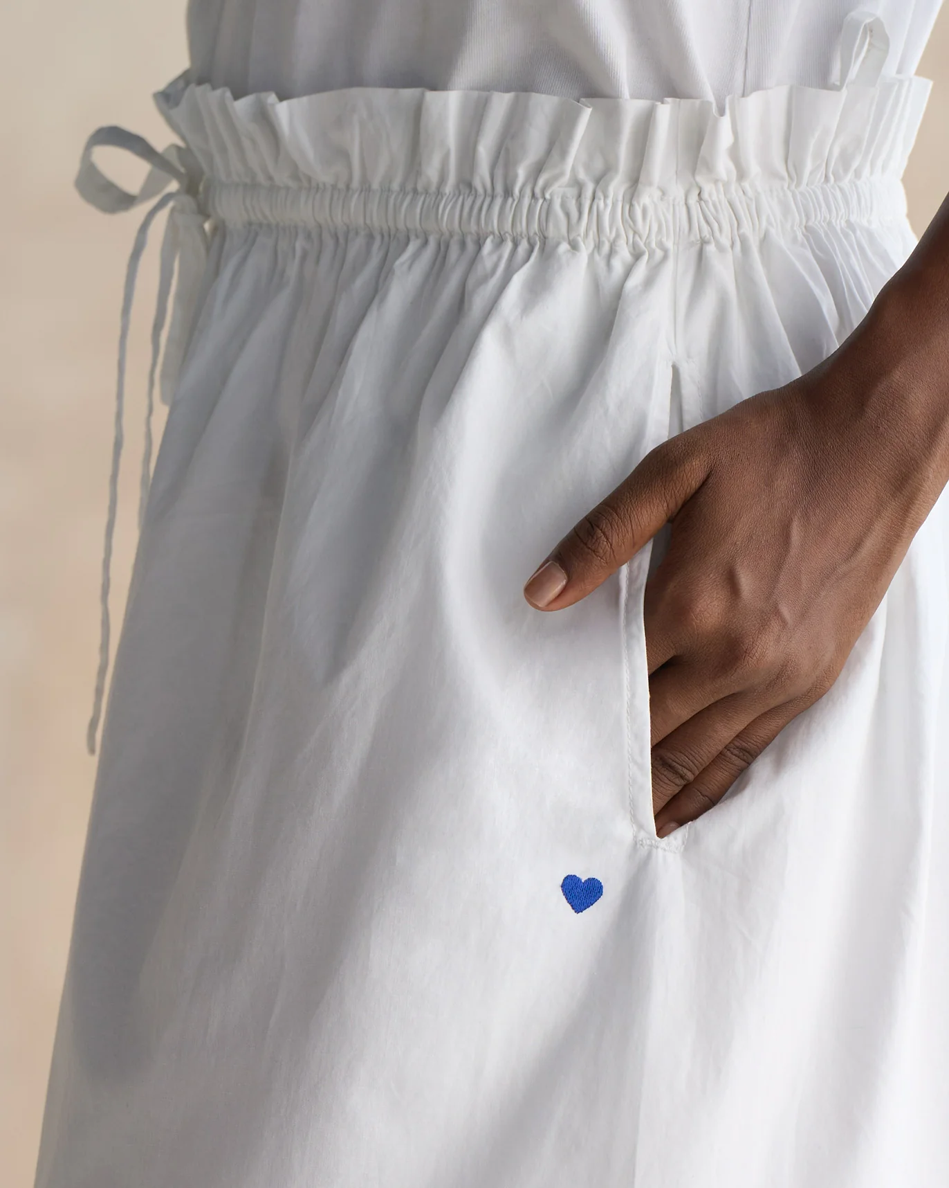 Paperbag Waist Pants - White - Image 2