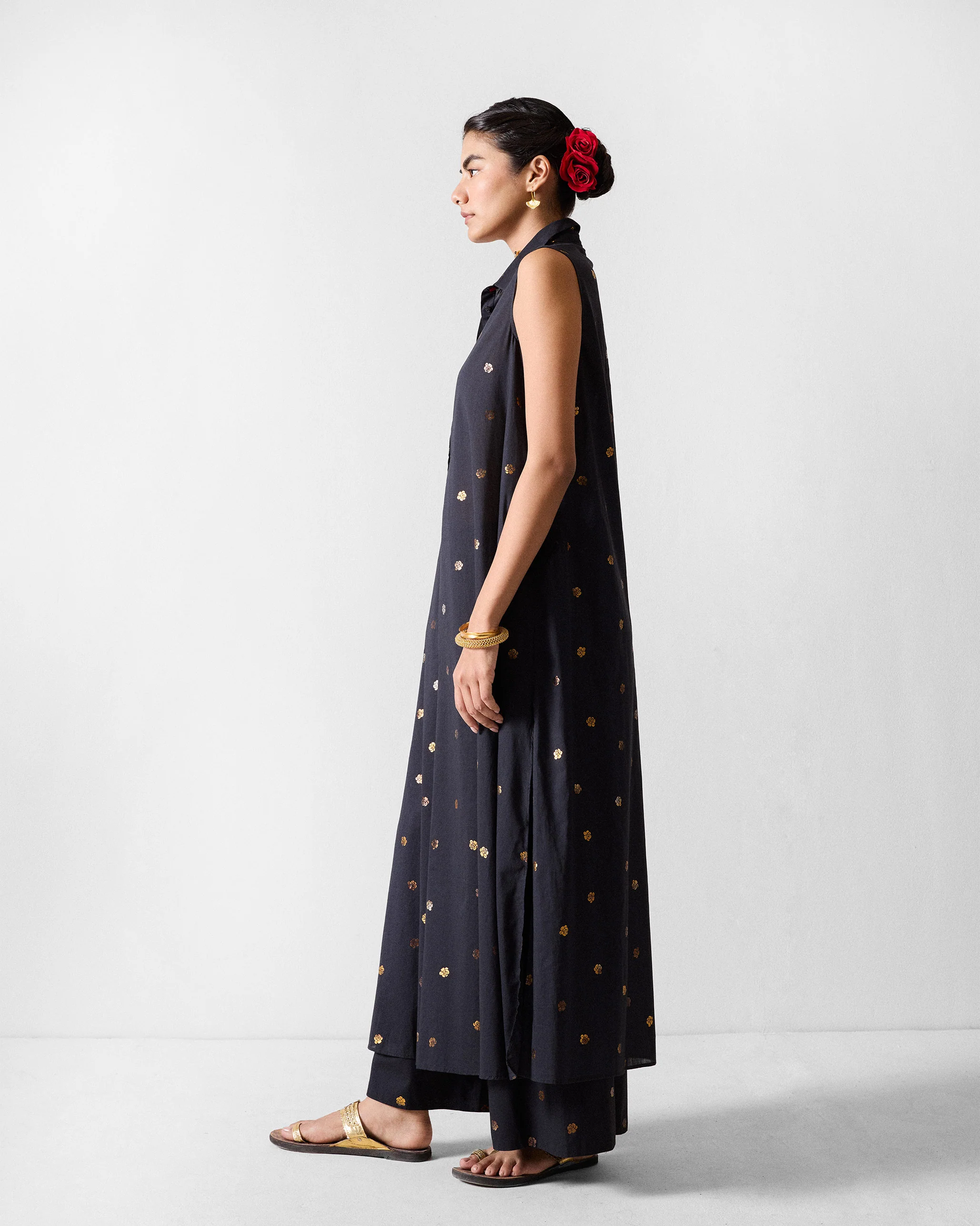 Parallel Kurta - Black & Gold Printed - Image 2