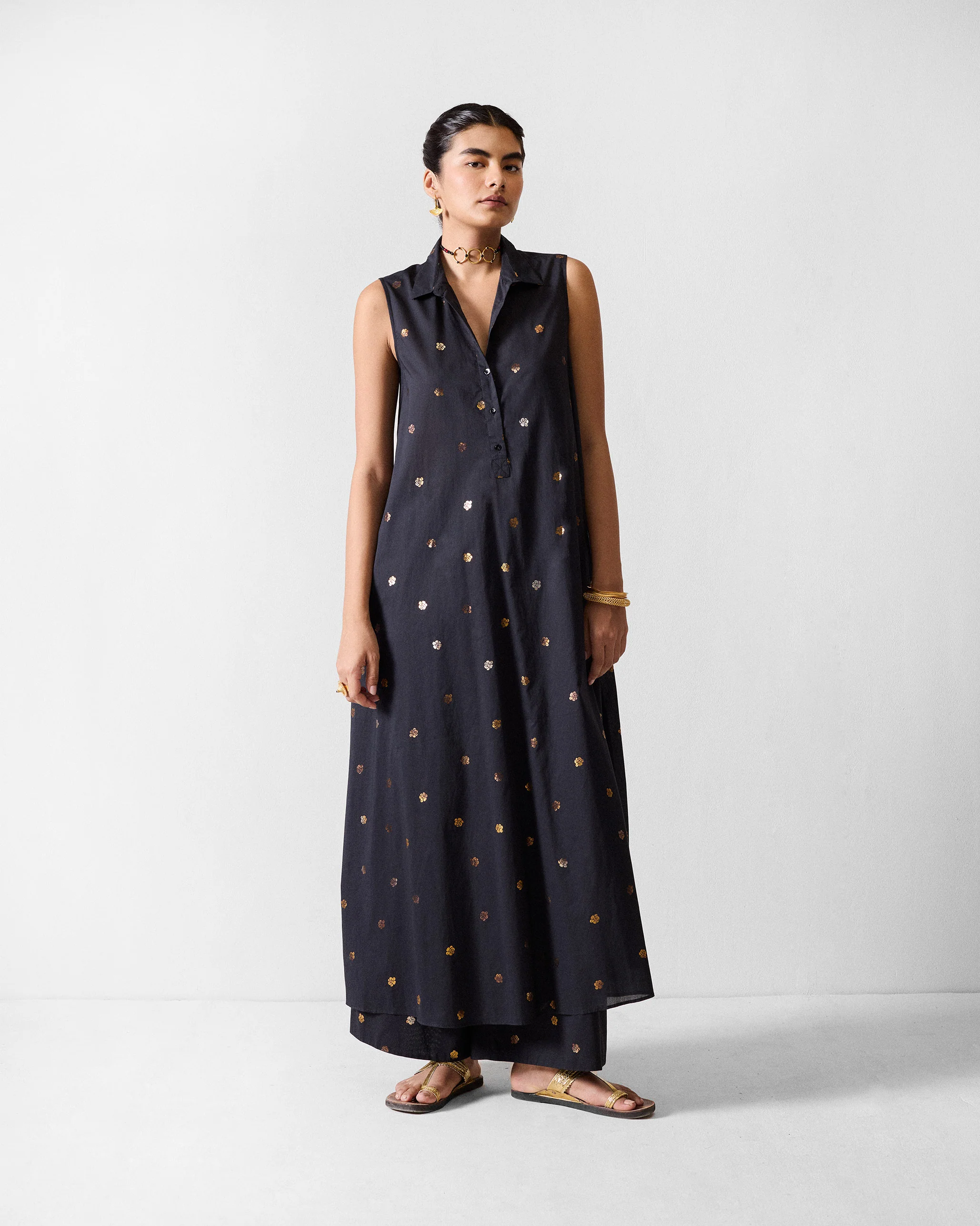 Parallel Kurta - Black & Gold Printed - Image 5