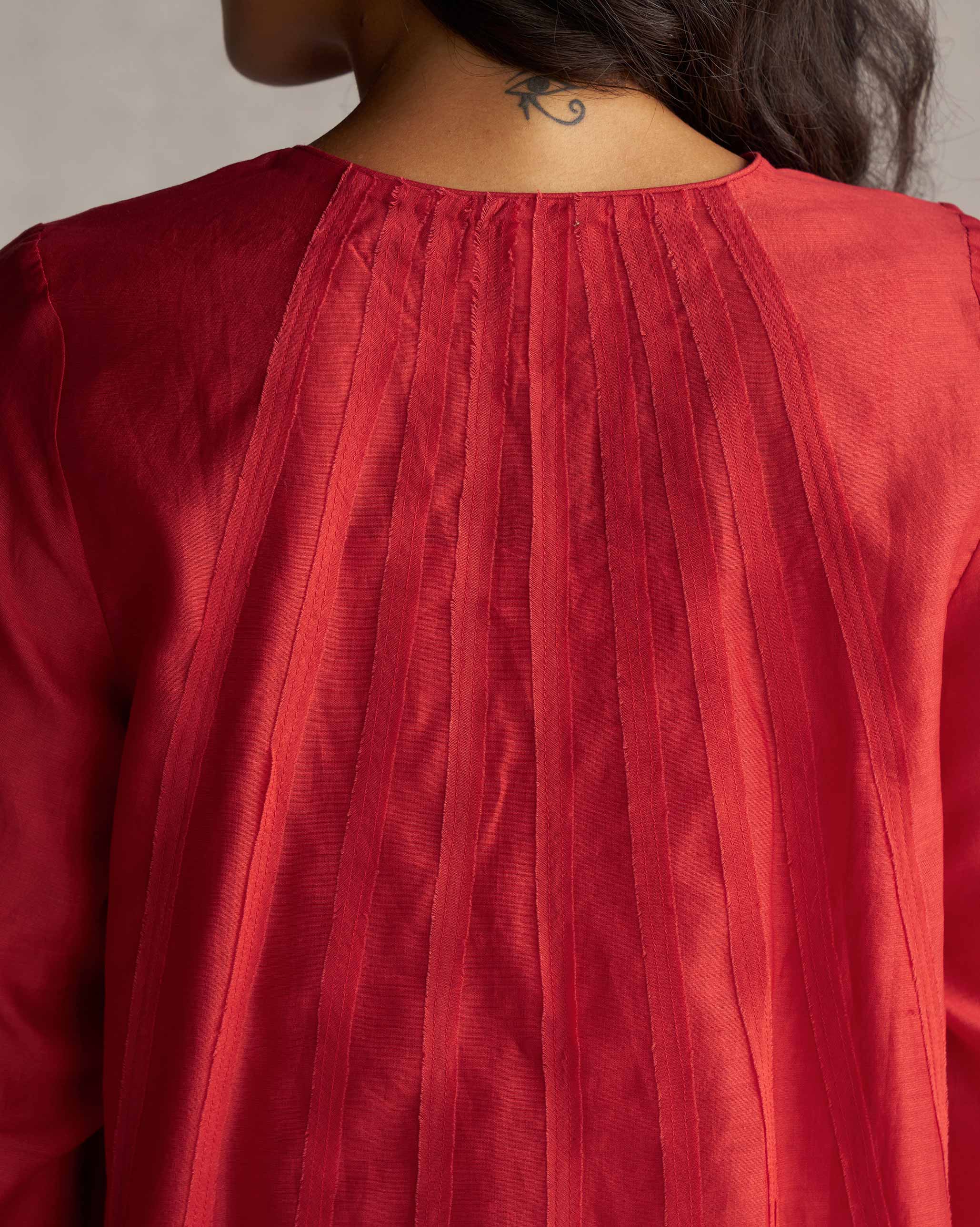 Pattaya Kurta with Slip - Red - Image 4