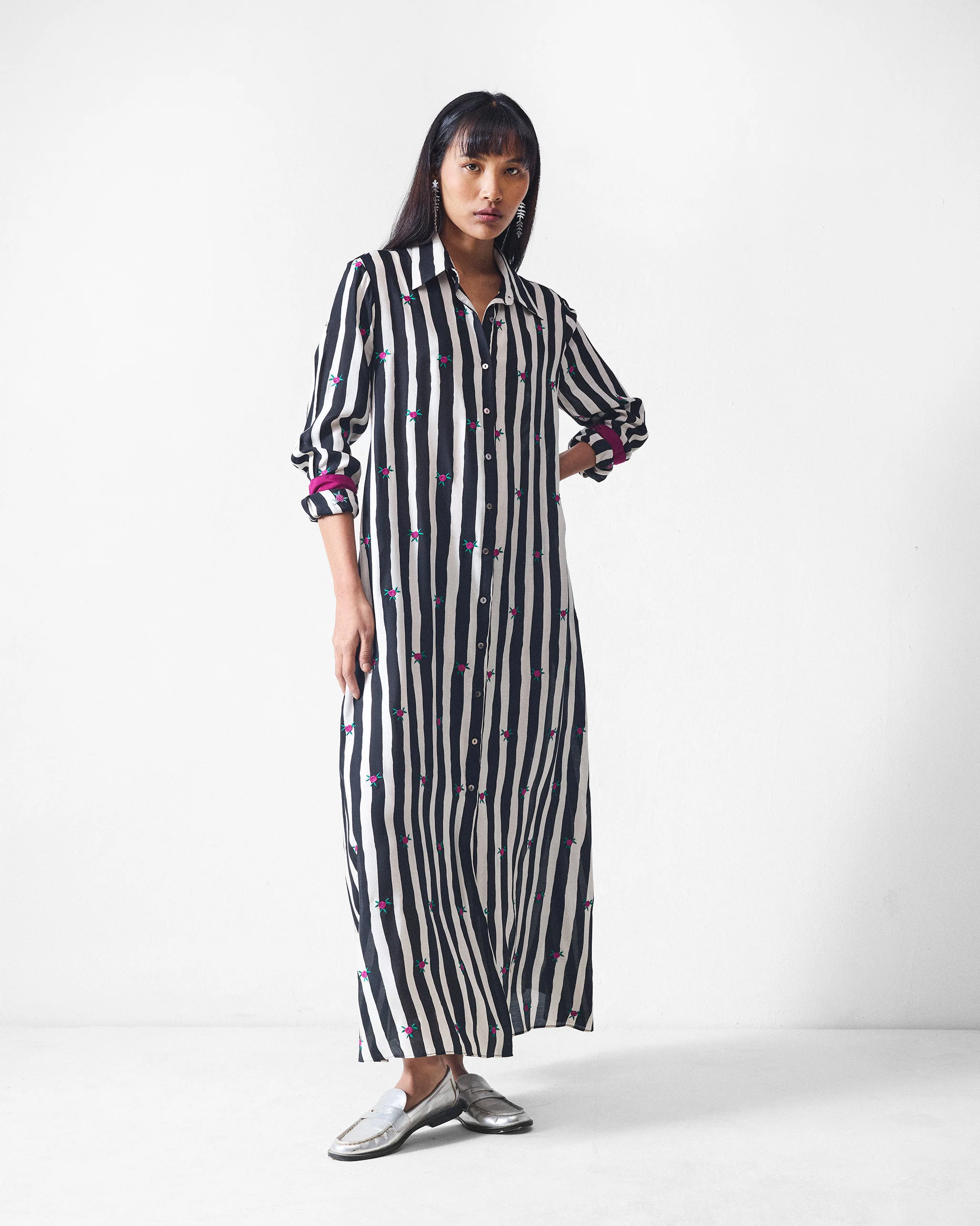 Pattaya Shirt Dress - Black & Beige Printed