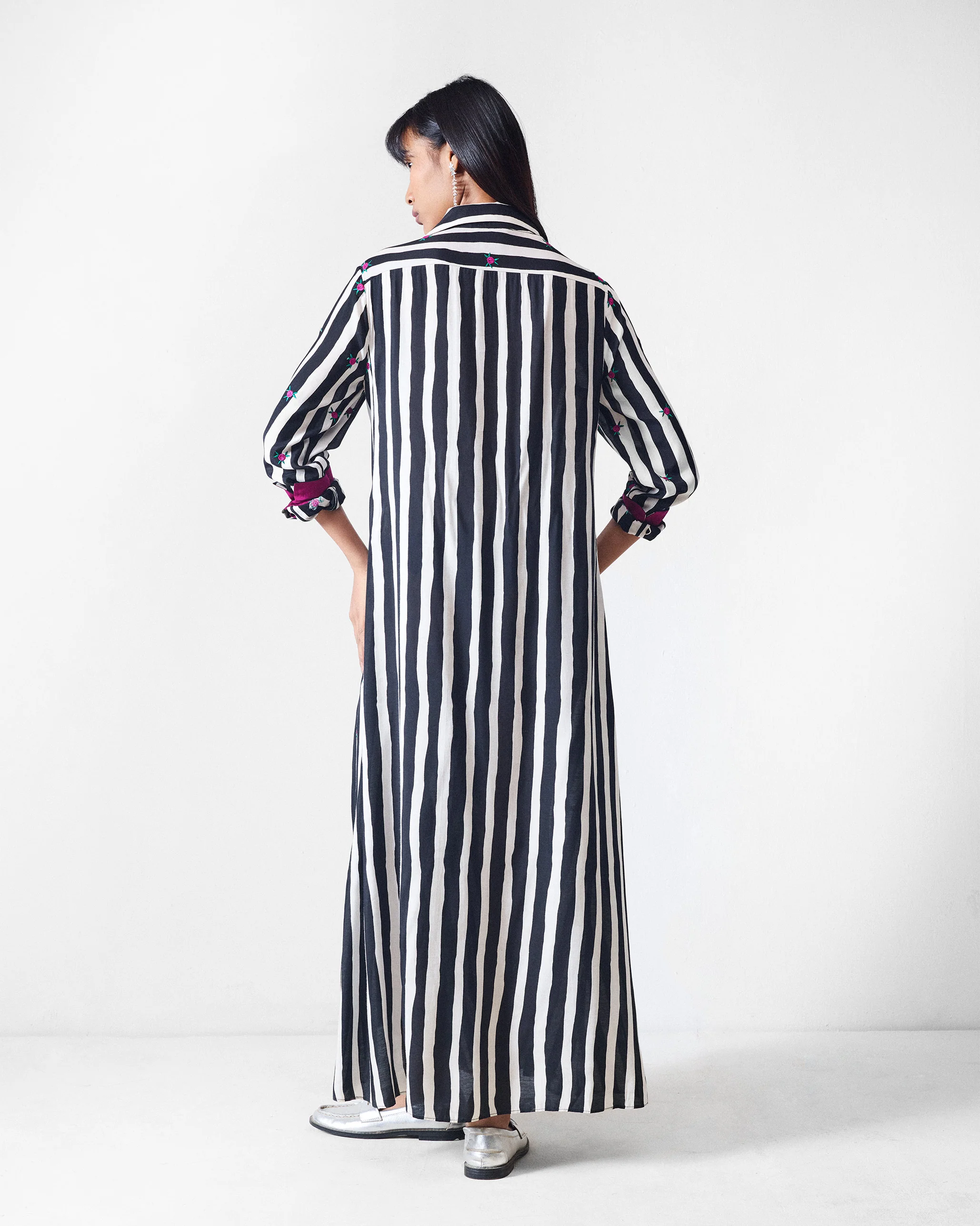 Pattaya Shirt Dress - Black & Beige Printed - Image 4