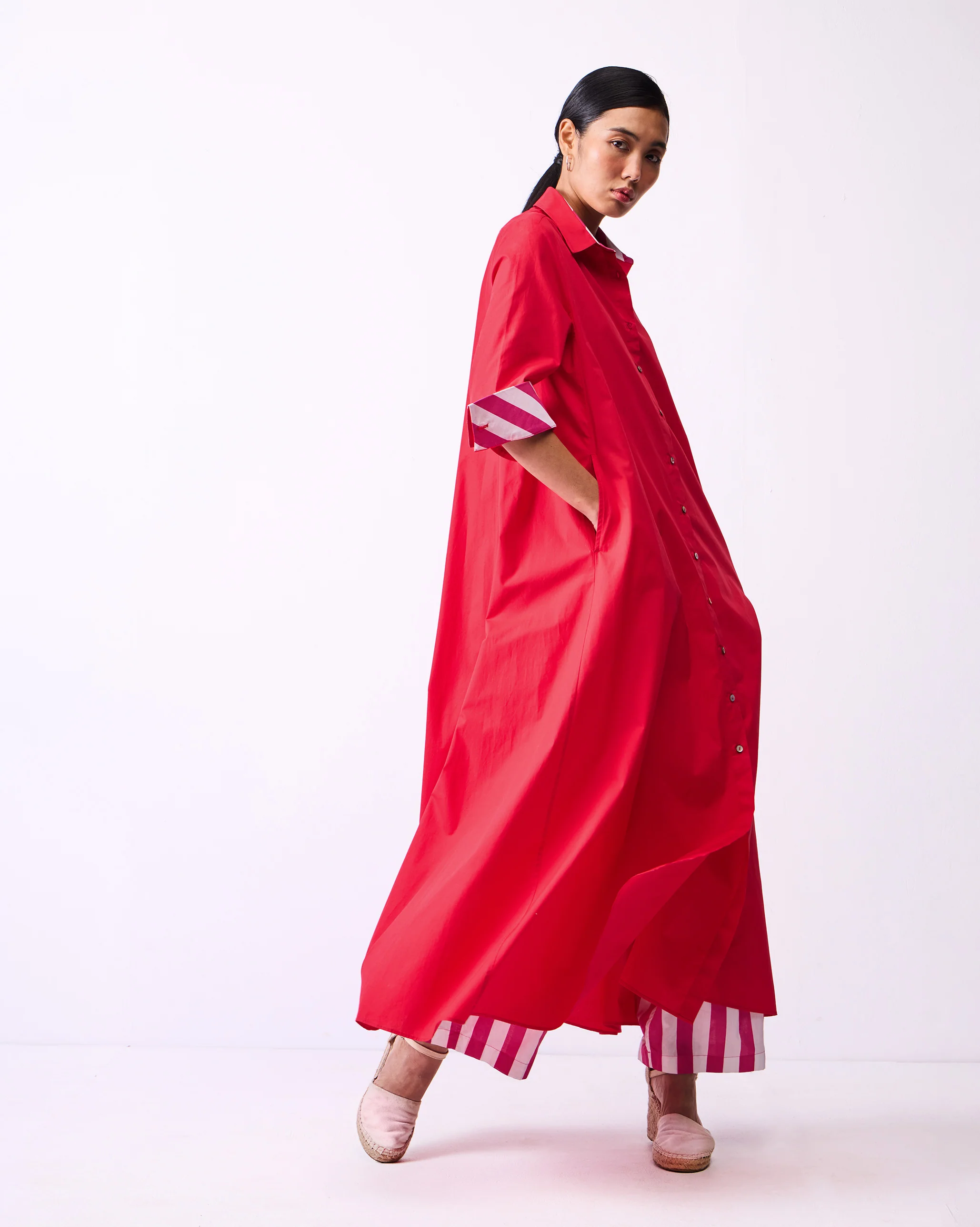 Pattaya Shirt Dress - Bright Red - Image 3