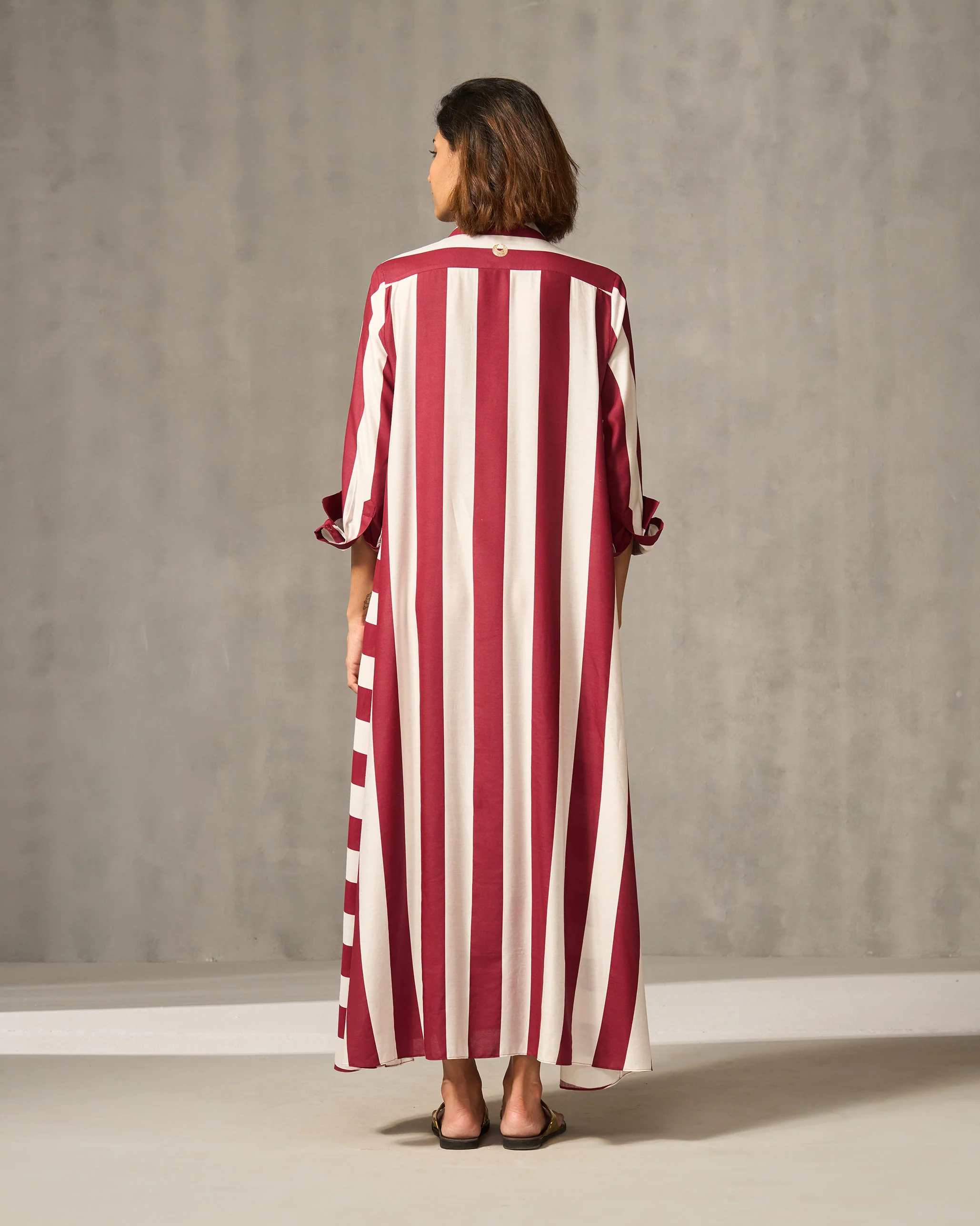 Pattaya Shirt Dress - Red & Ivory Stripes - Image 4