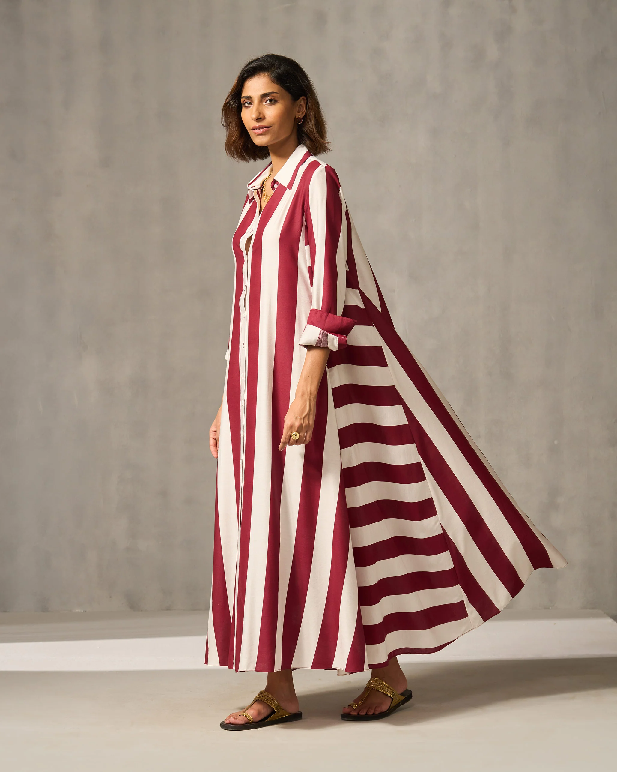 Pattaya Shirt Dress - Red & Ivory Stripes - Image 5