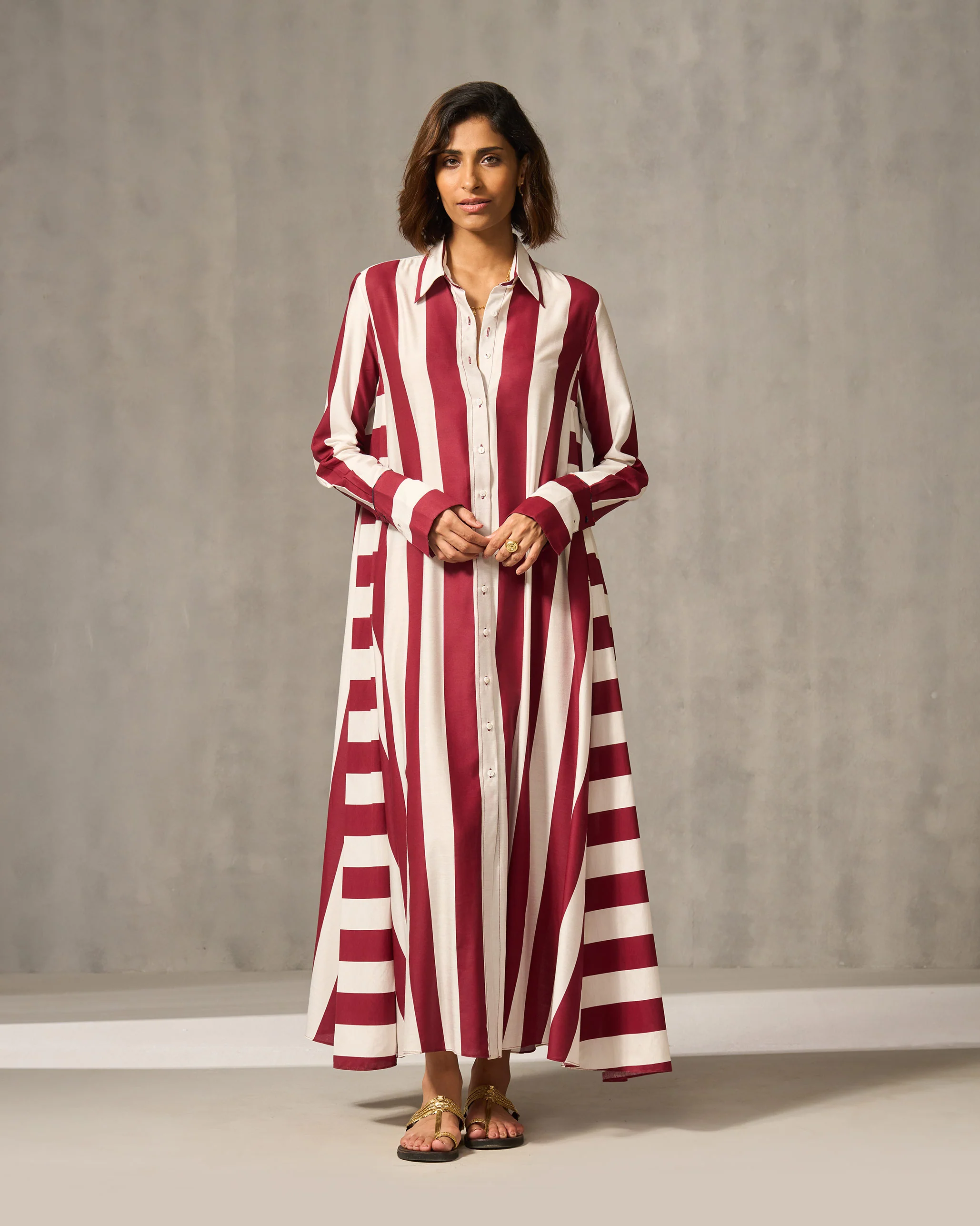 Pattaya Shirt Dress - Red & Ivory Stripes - Image 6