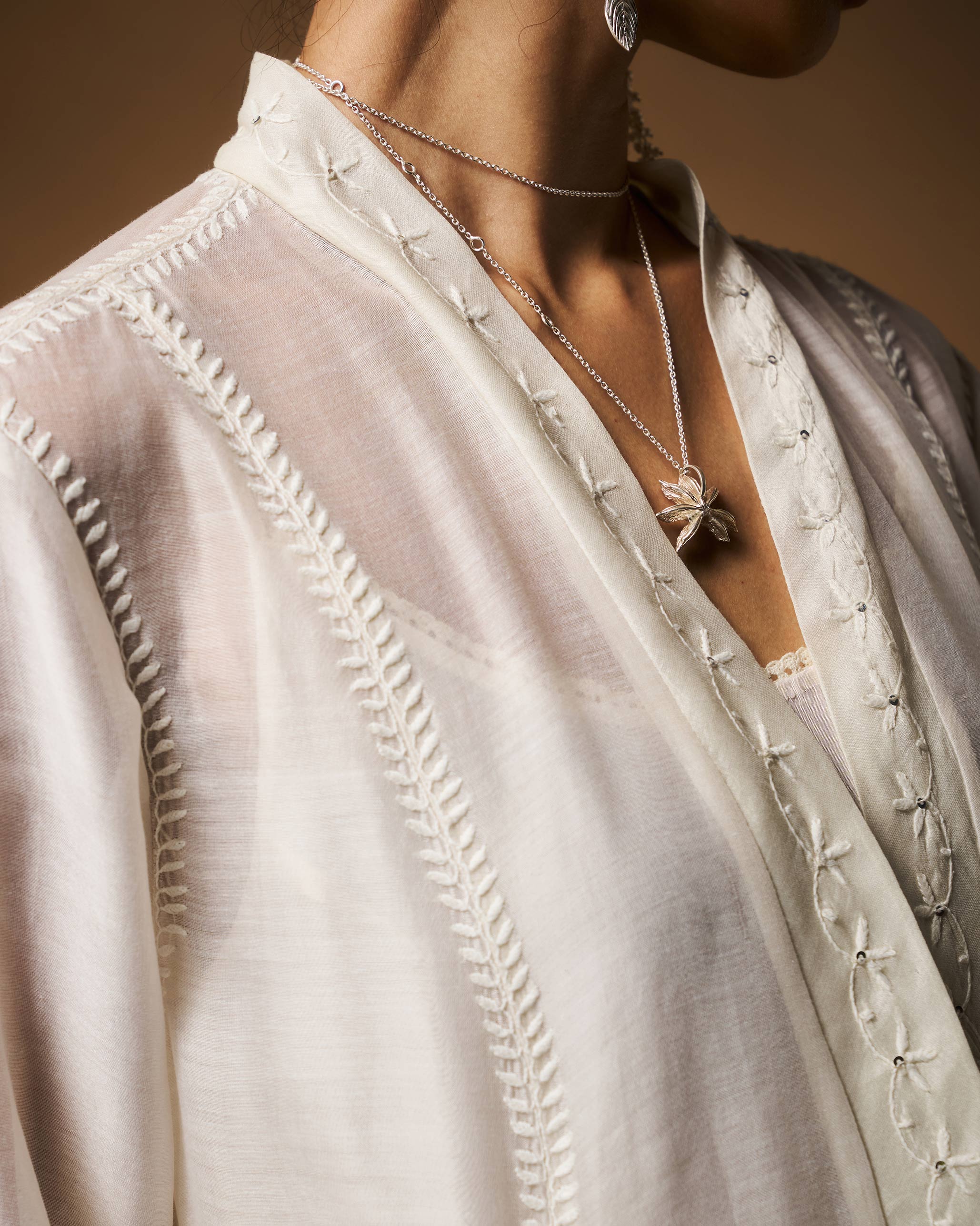 Pavi Overlay - Ivory Chikankari - Image 4