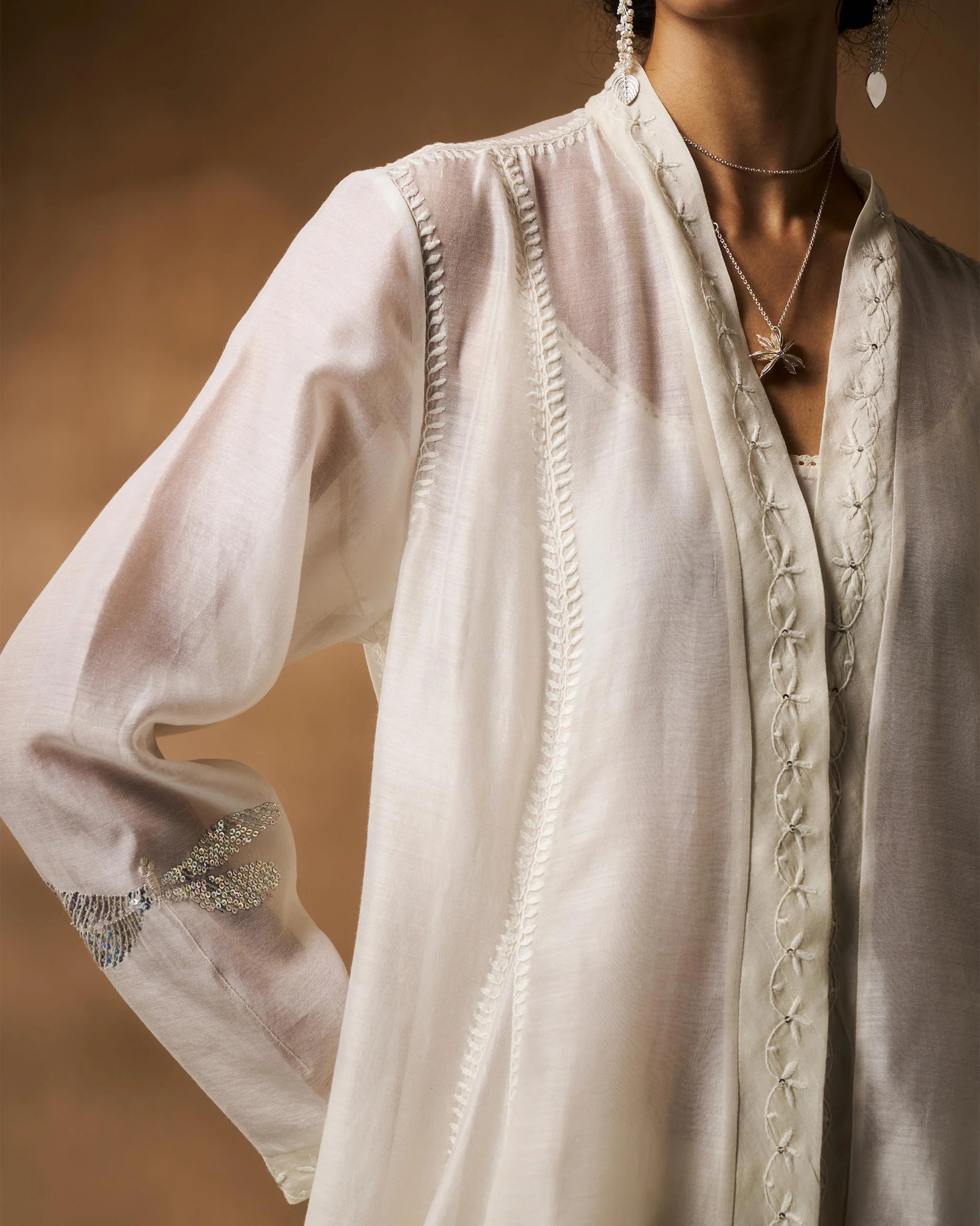 Pavi Overlay - Ivory Chikankari - Image 8