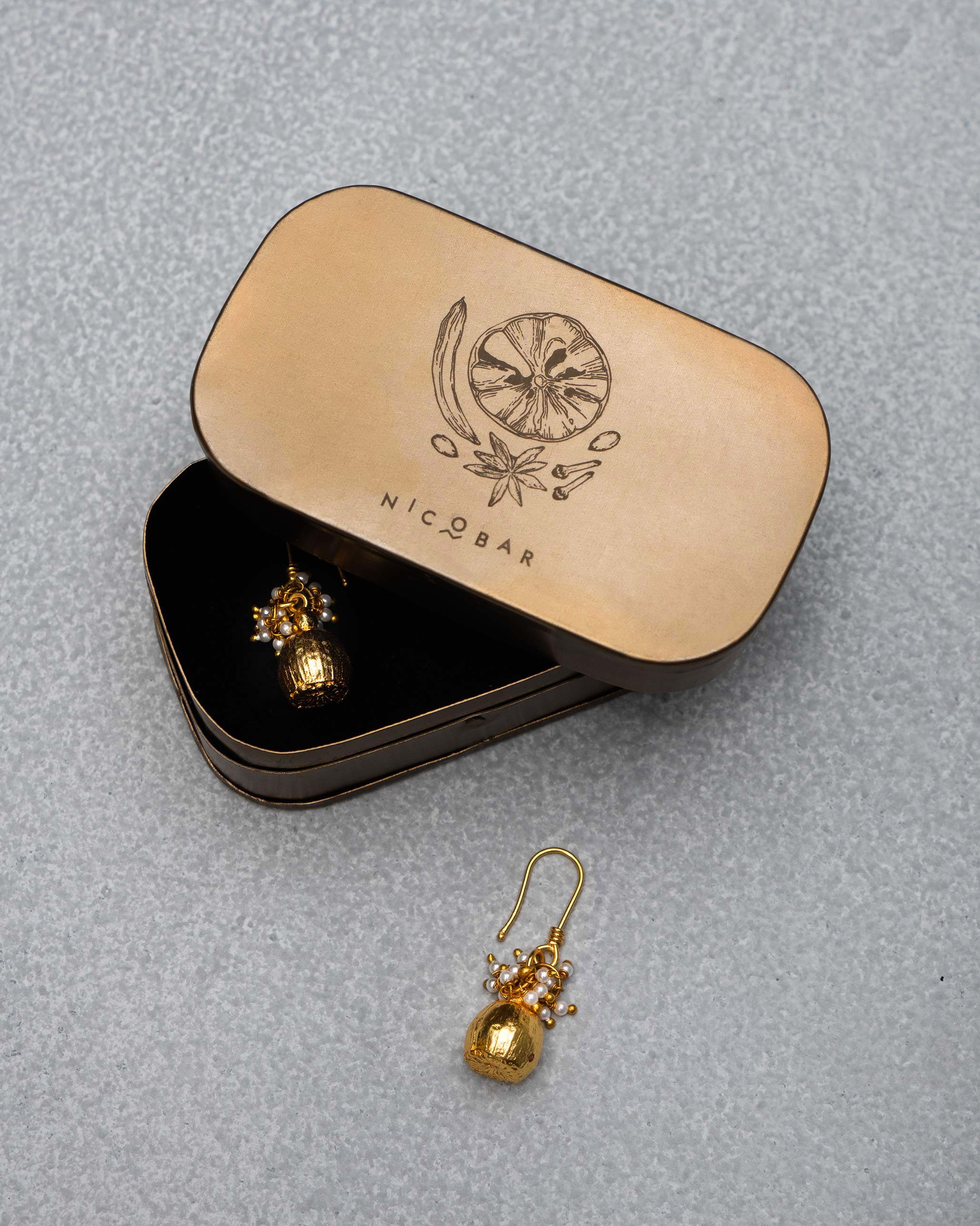 Pearl Poppy Drop Earrings - Gold - Image 2