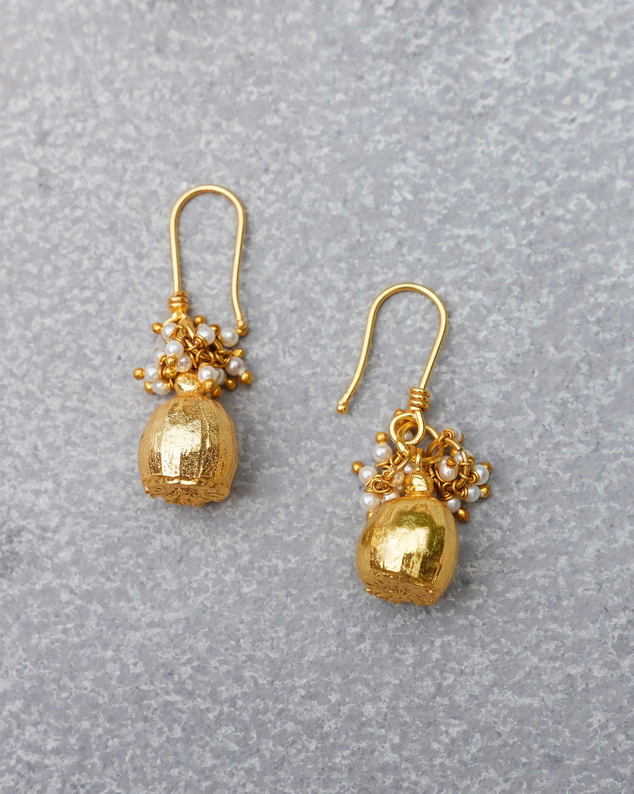 Pearl Poppy Drop Earrings - Gold - Image 3