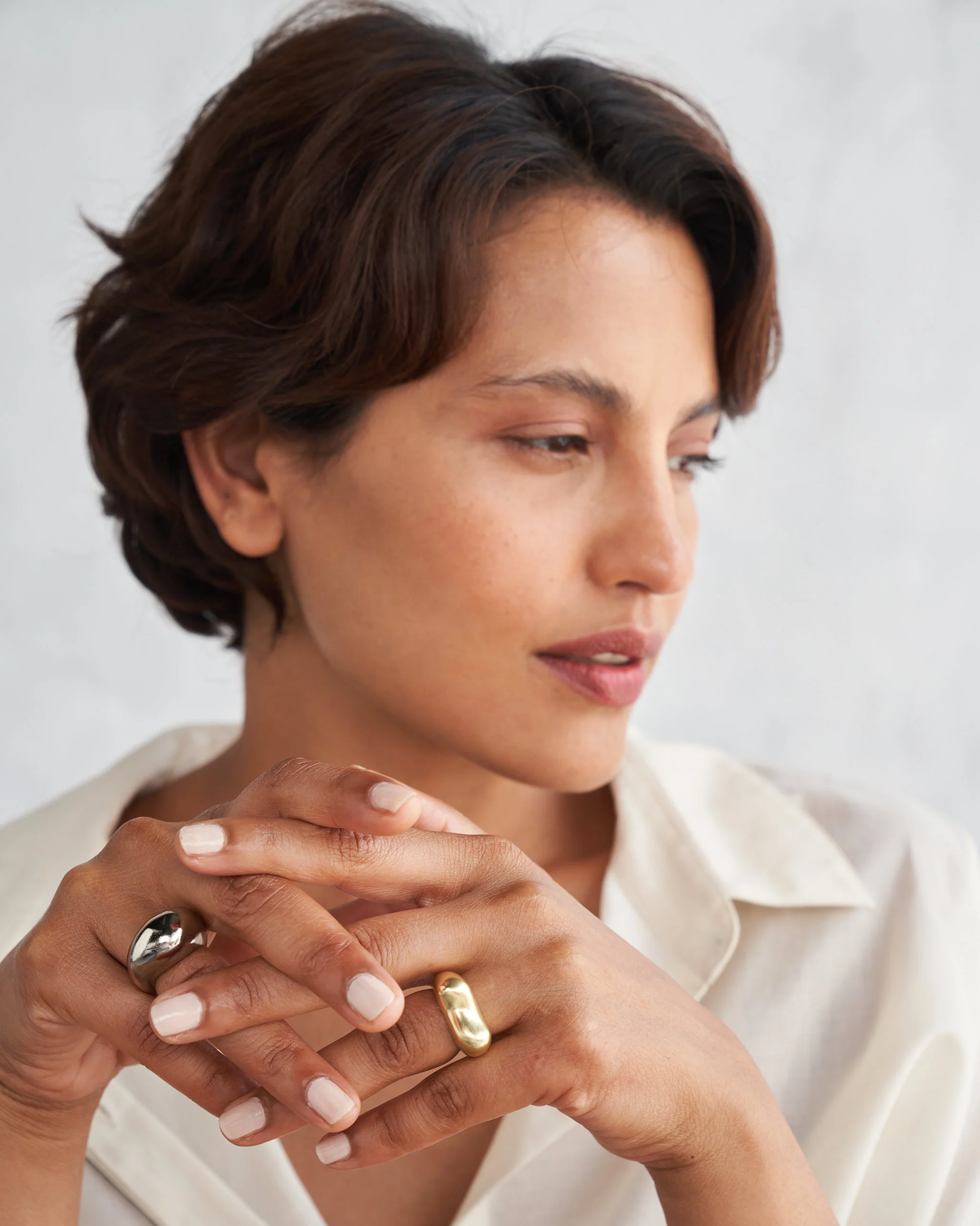 Pebble Ring Stack - Brass & Silver - Image 4