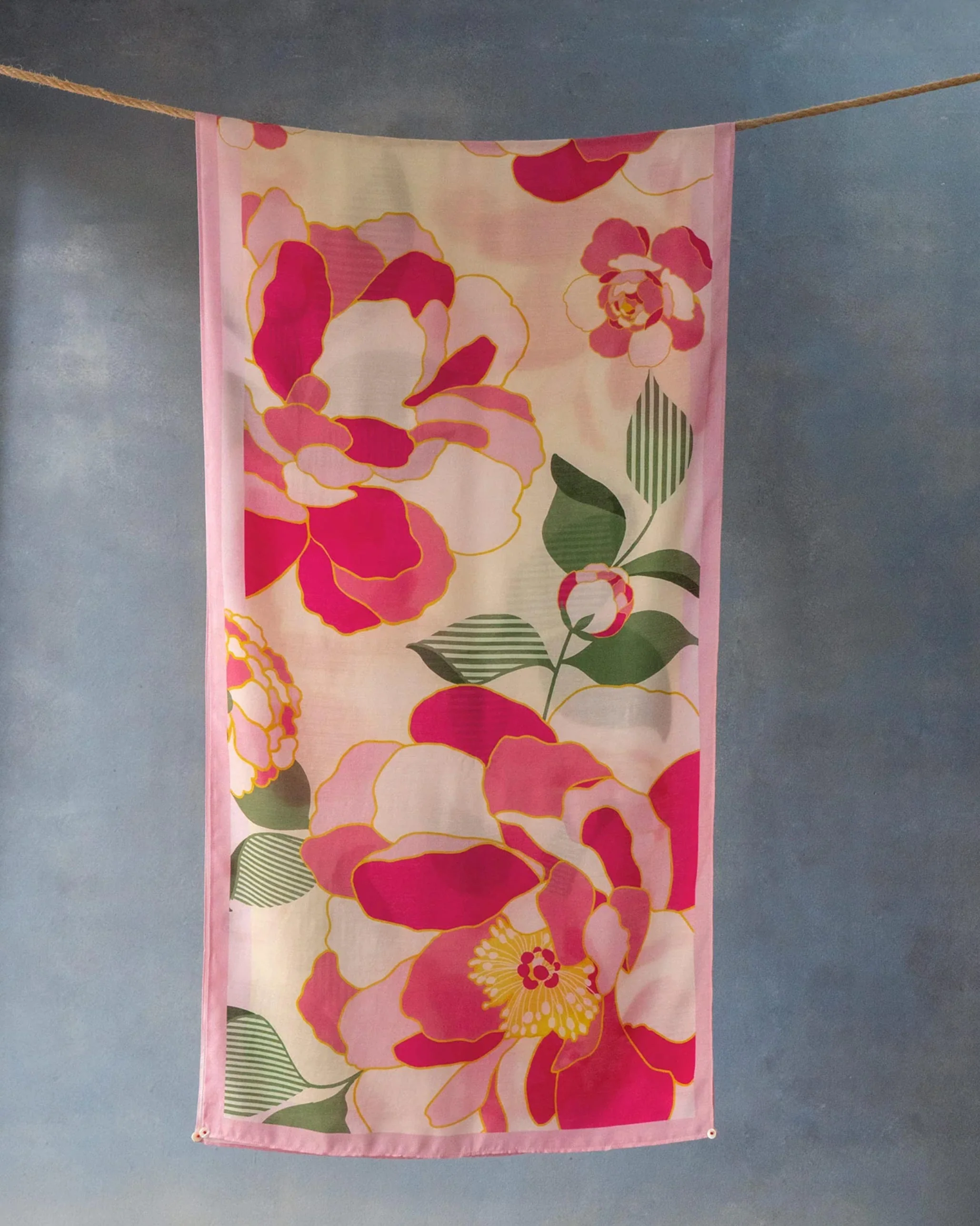 Peony Flair Scarf- Pink & Ivory - Image 3