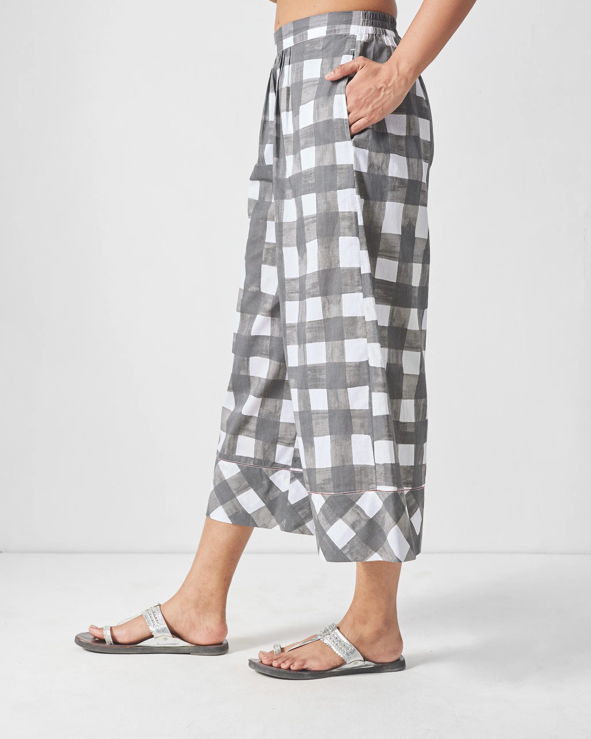 Picnic Culottes - Charcoal & White Print - Image 2