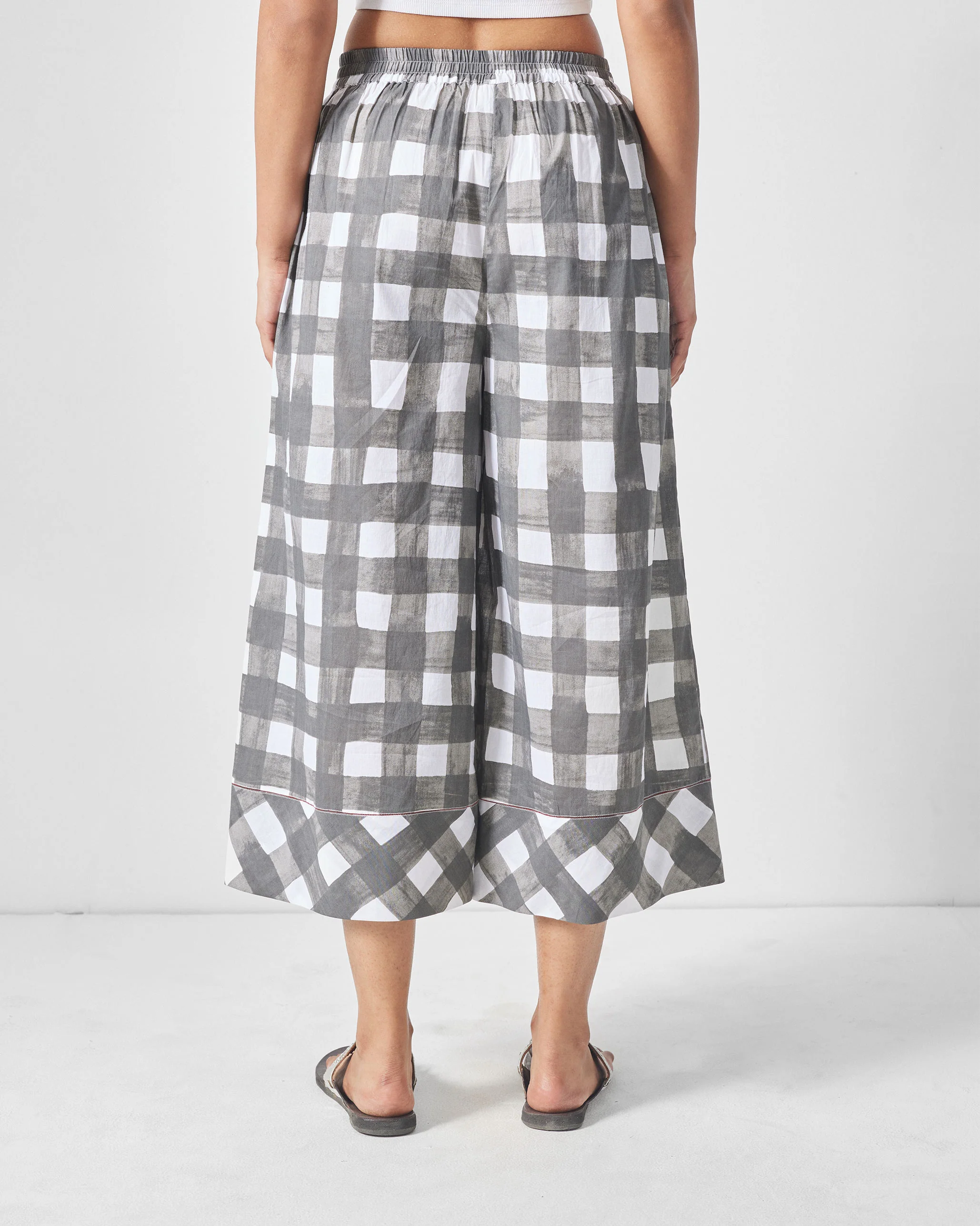Picnic Culottes - Charcoal & White Print - Image 3