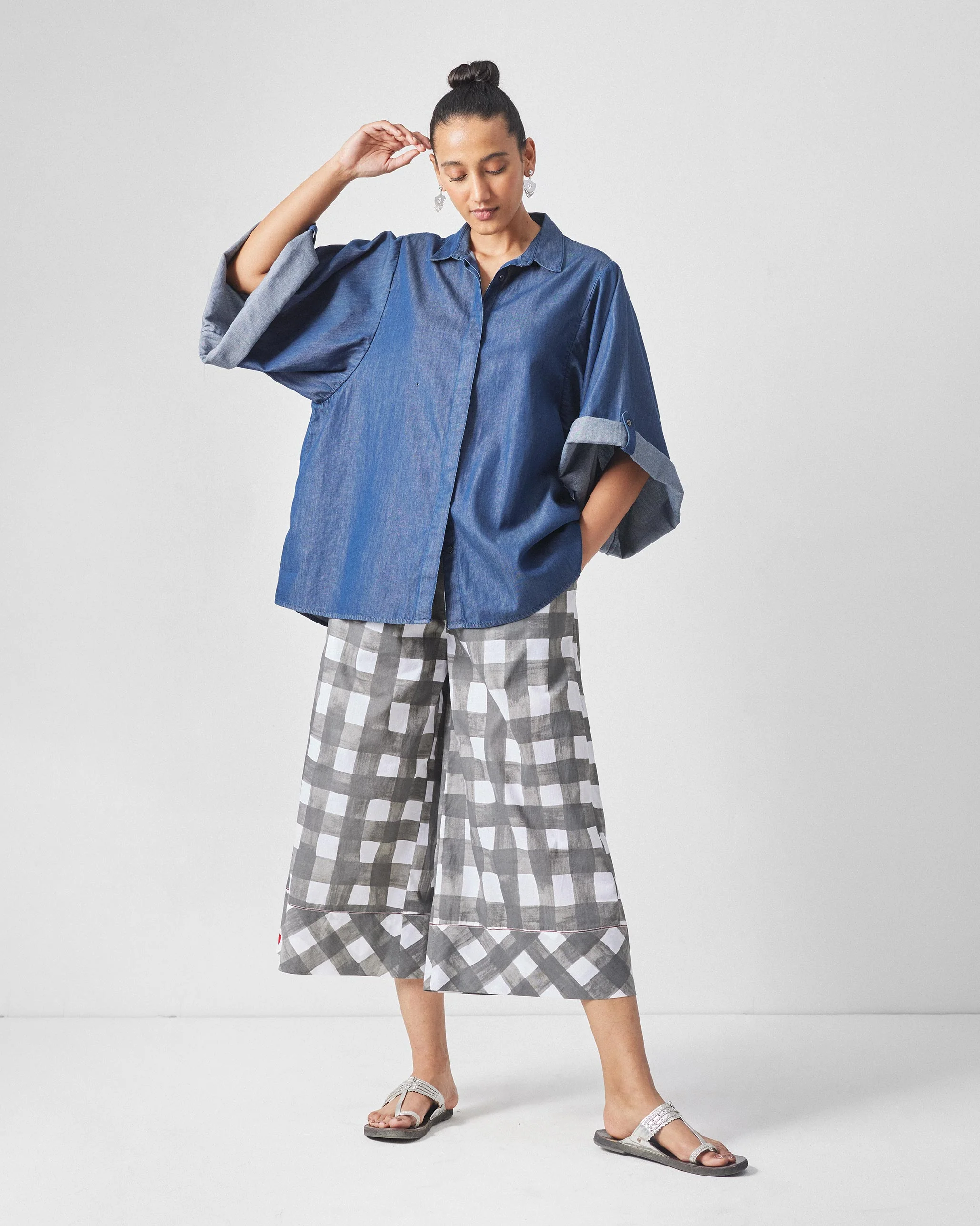 Picnic Culottes - Charcoal & White Print - Image 5
