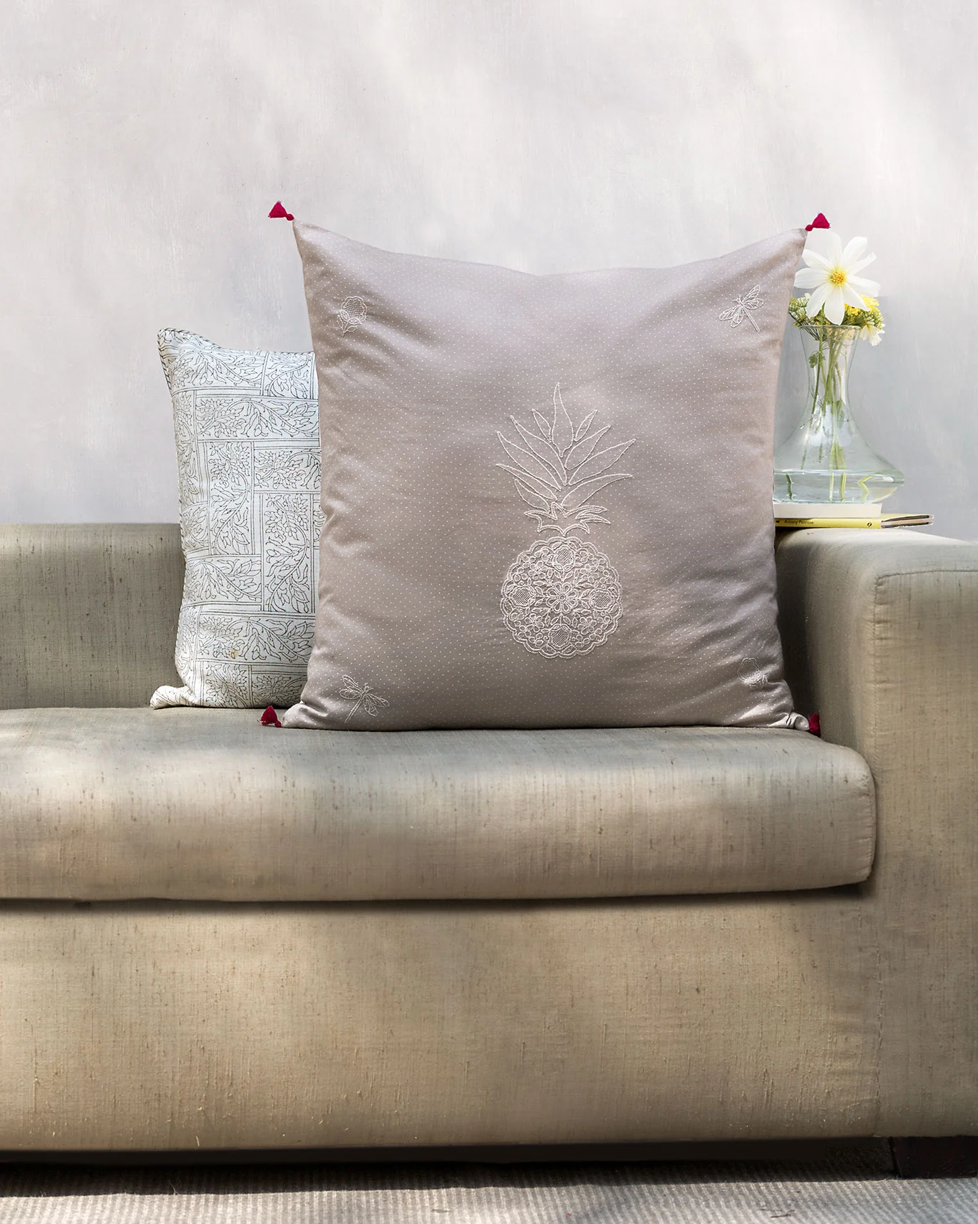 Pineapple Euro Sham Cover - Grey - Image 5