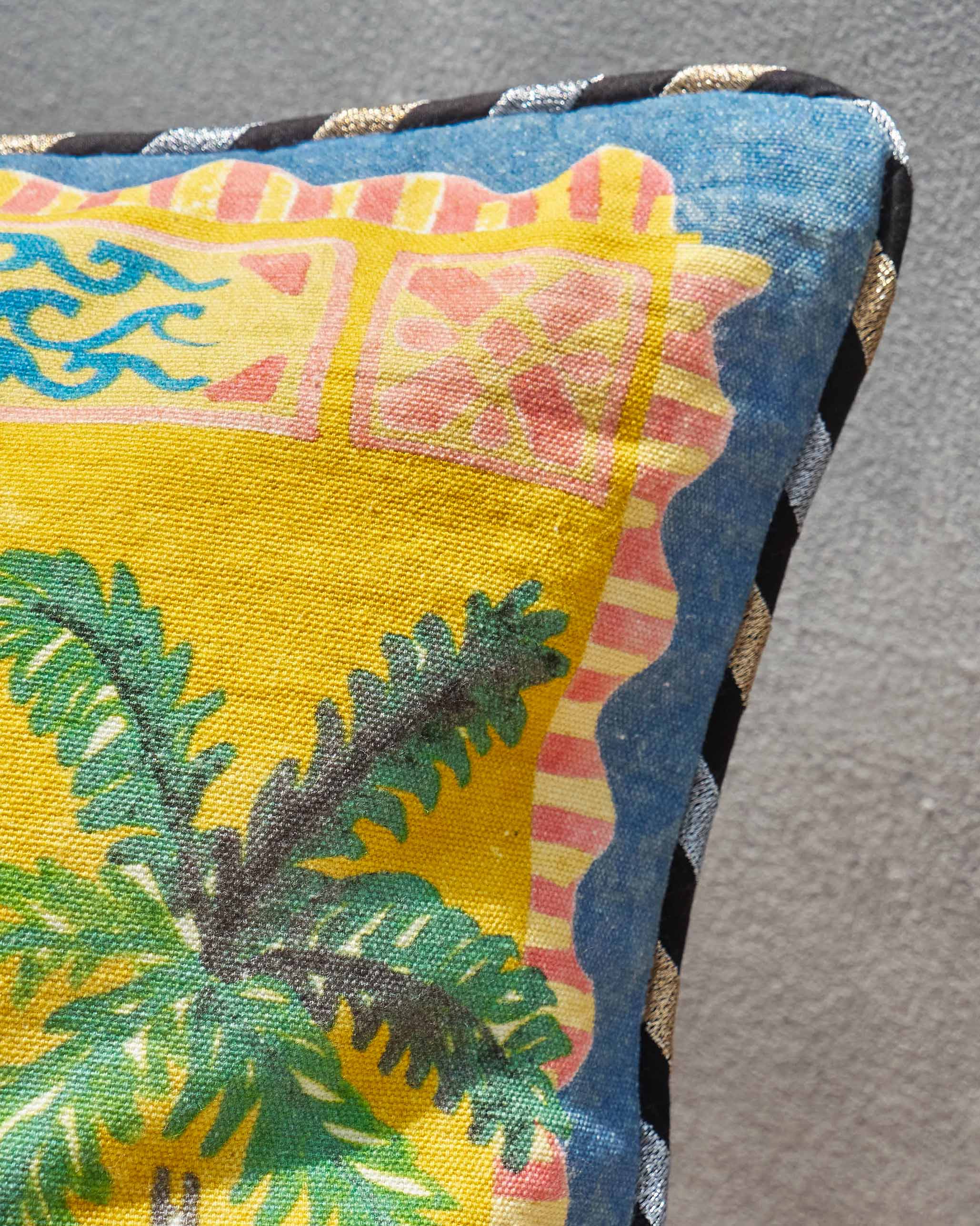 Pineapple Stamp Cushion Cover - Blue - Image 2