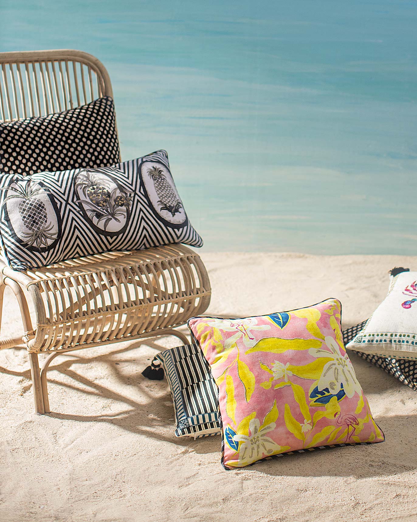 Pineapple Trio Lumbar Pillow Cover - Black & White - Image 2