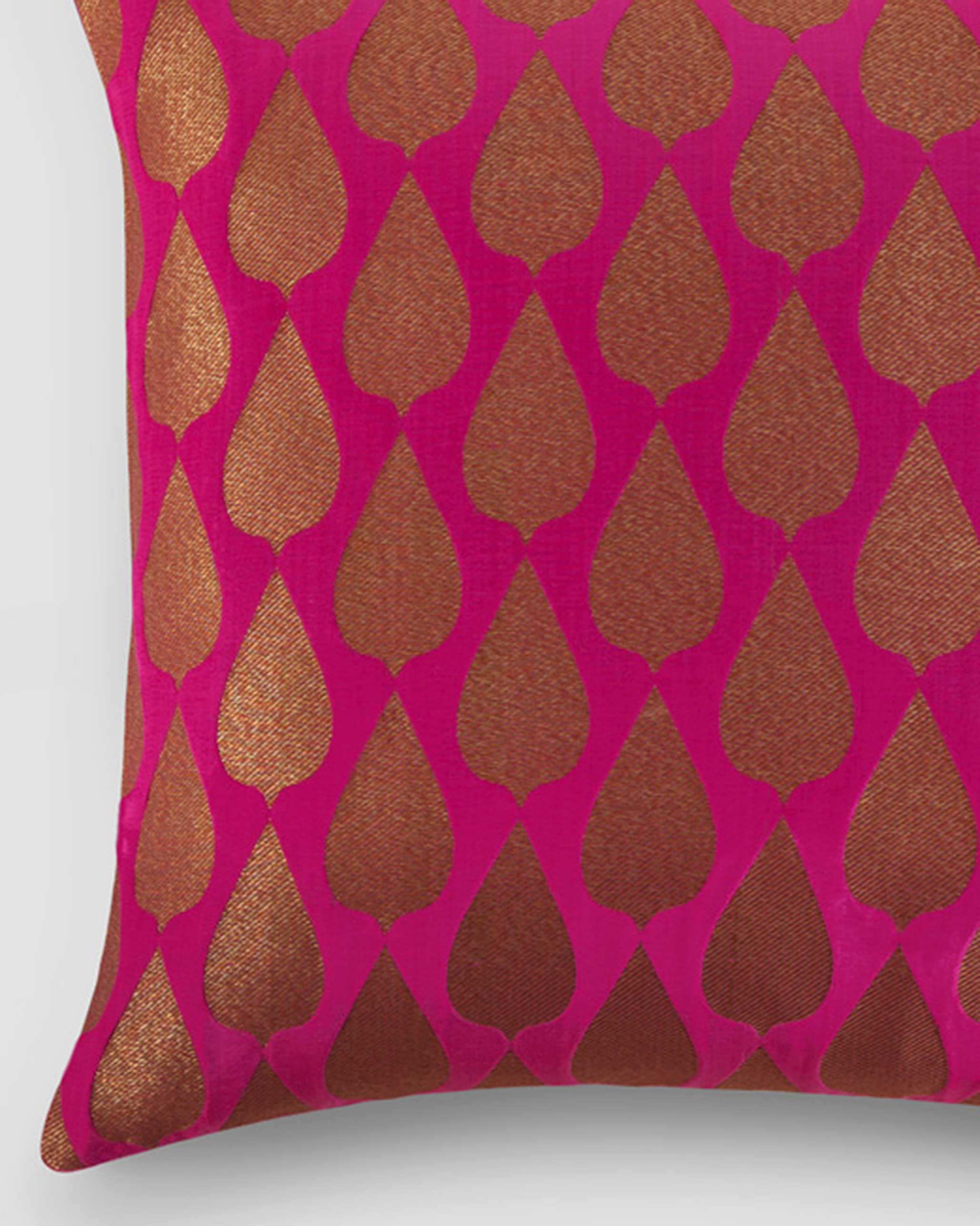 Pink Drop Brocade Cushion Cover - Image 2