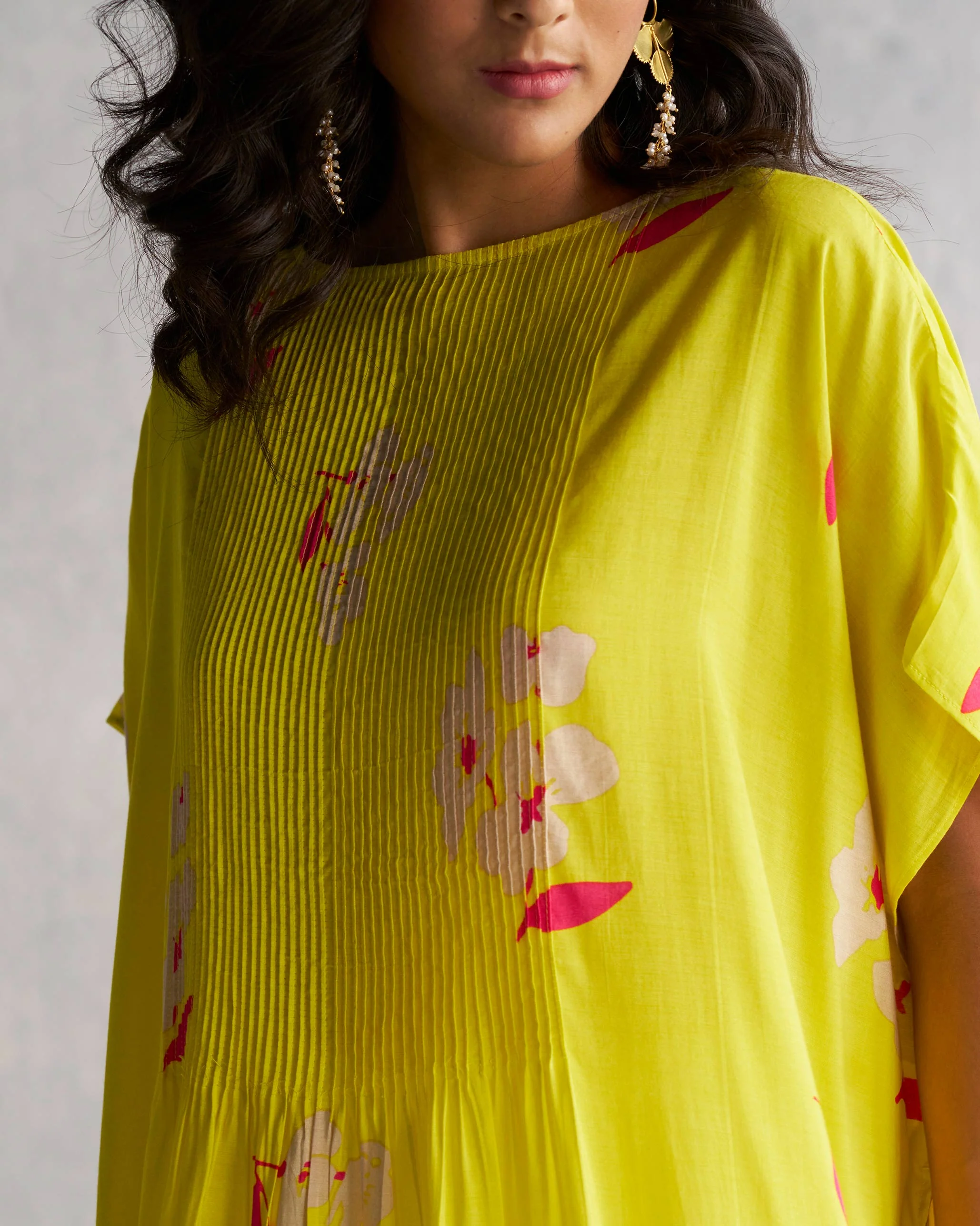 Pintuck Kaftan - Lime - Image 2