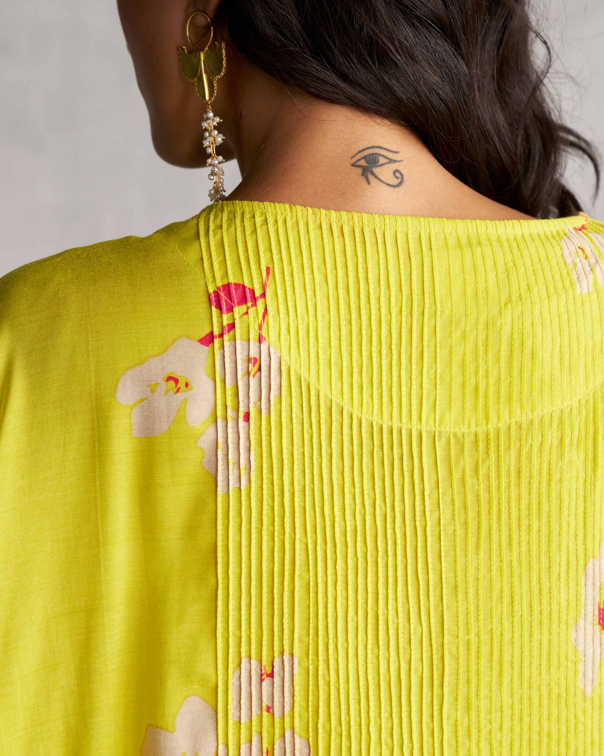 Pintuck Kaftan - Lime - Image 3