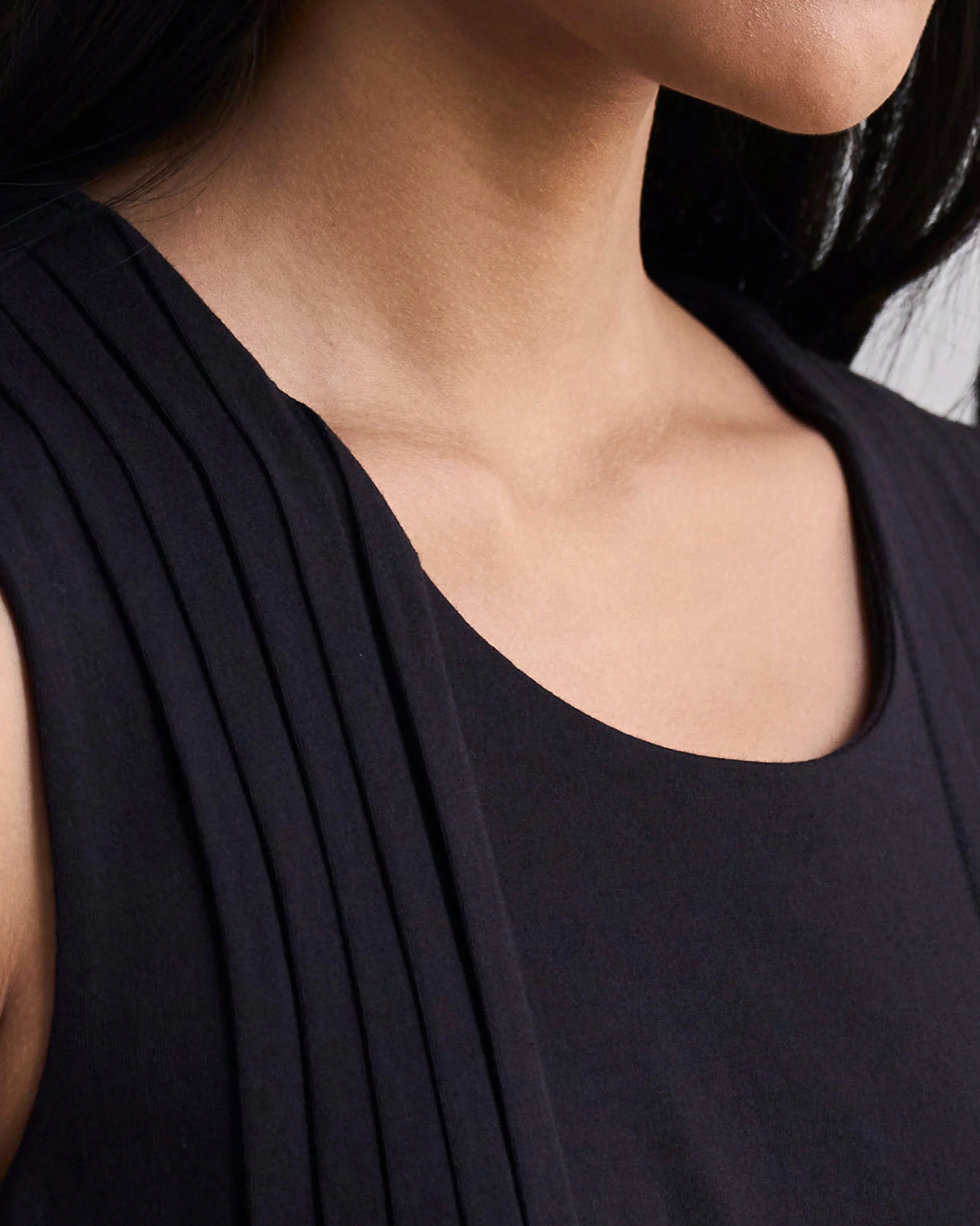 Pintuck Knit Dress - Black - Image 3