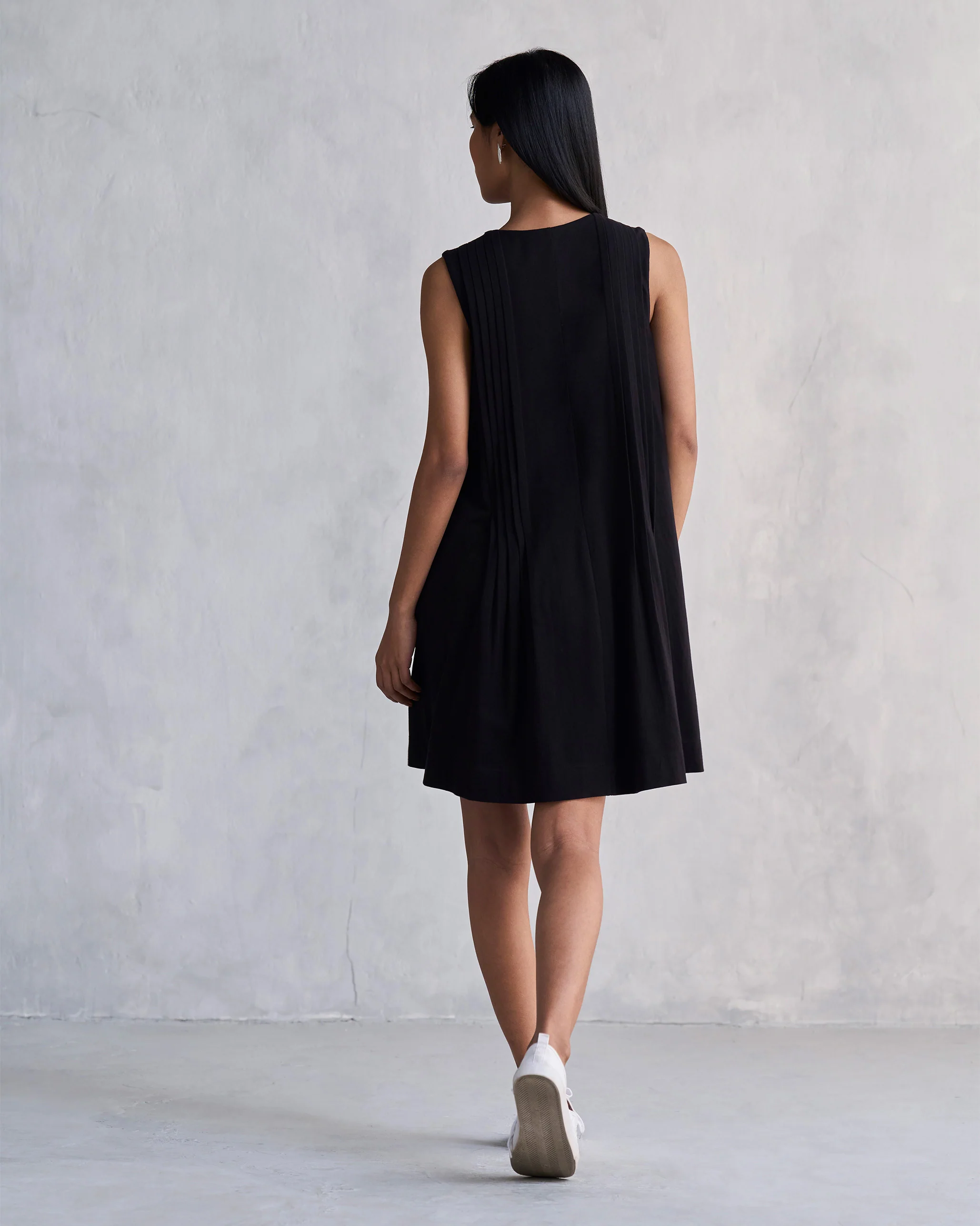 Pintuck Knit Dress - Black - Image 4