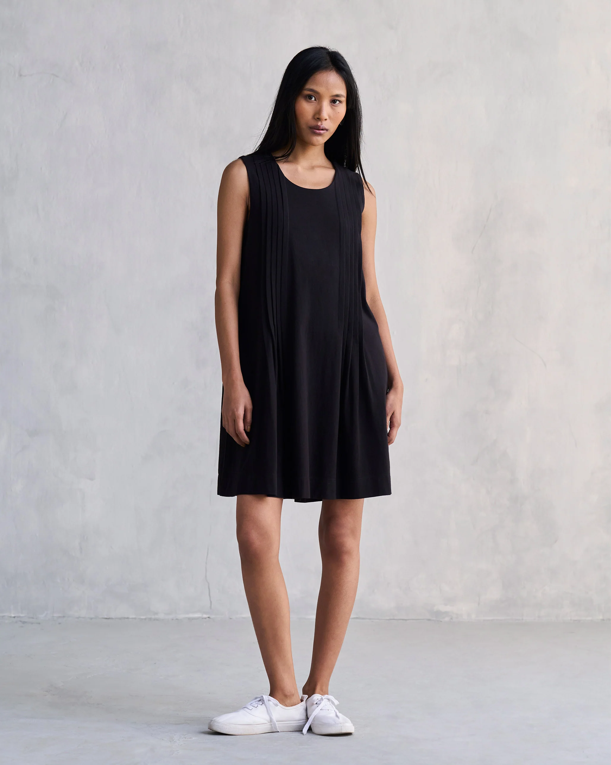 Pintuck Knit Dress - Black - Image 6