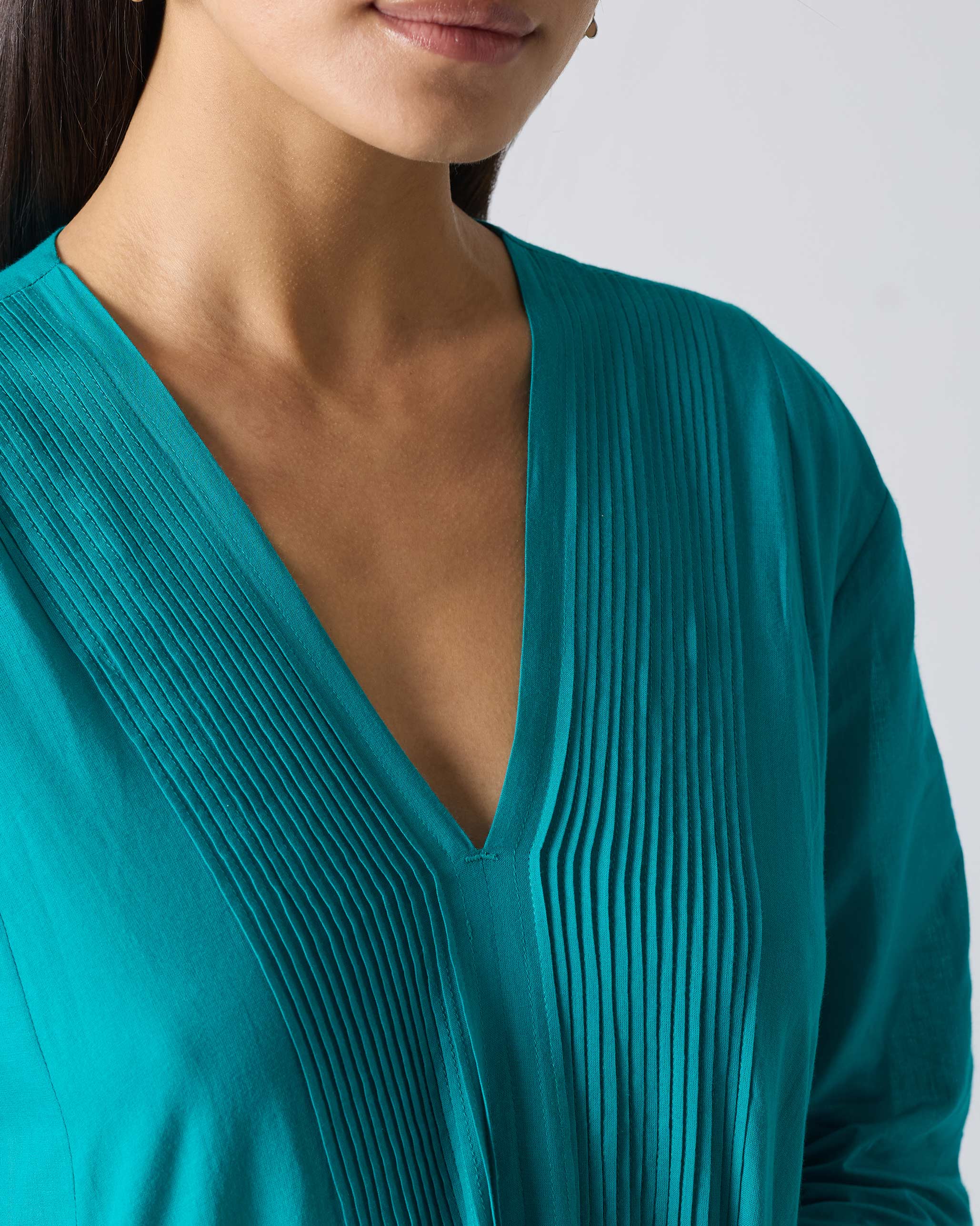 Pintuck Kurta - Aqua - Image 3