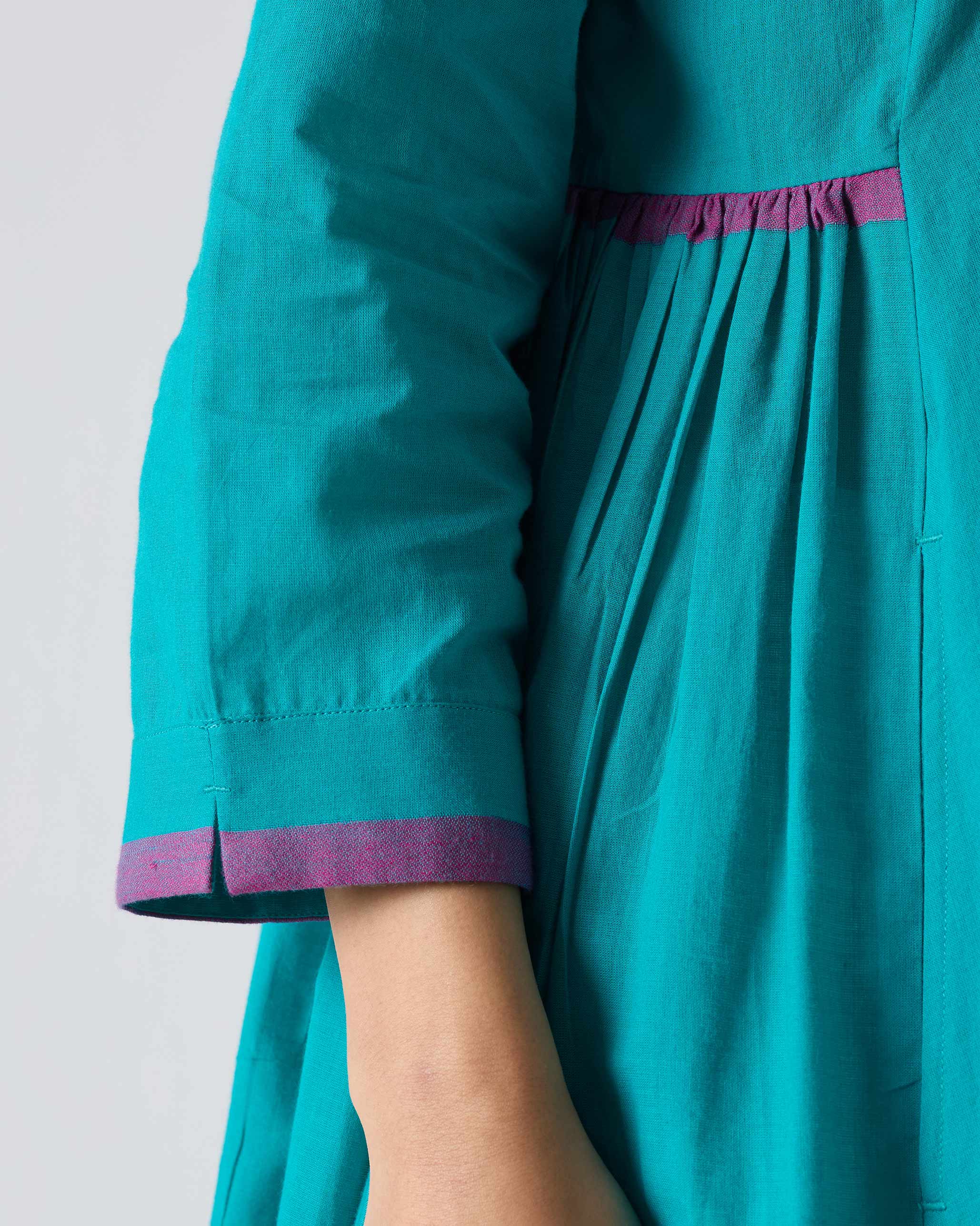 Pintuck Kurta - Aqua - Image 4