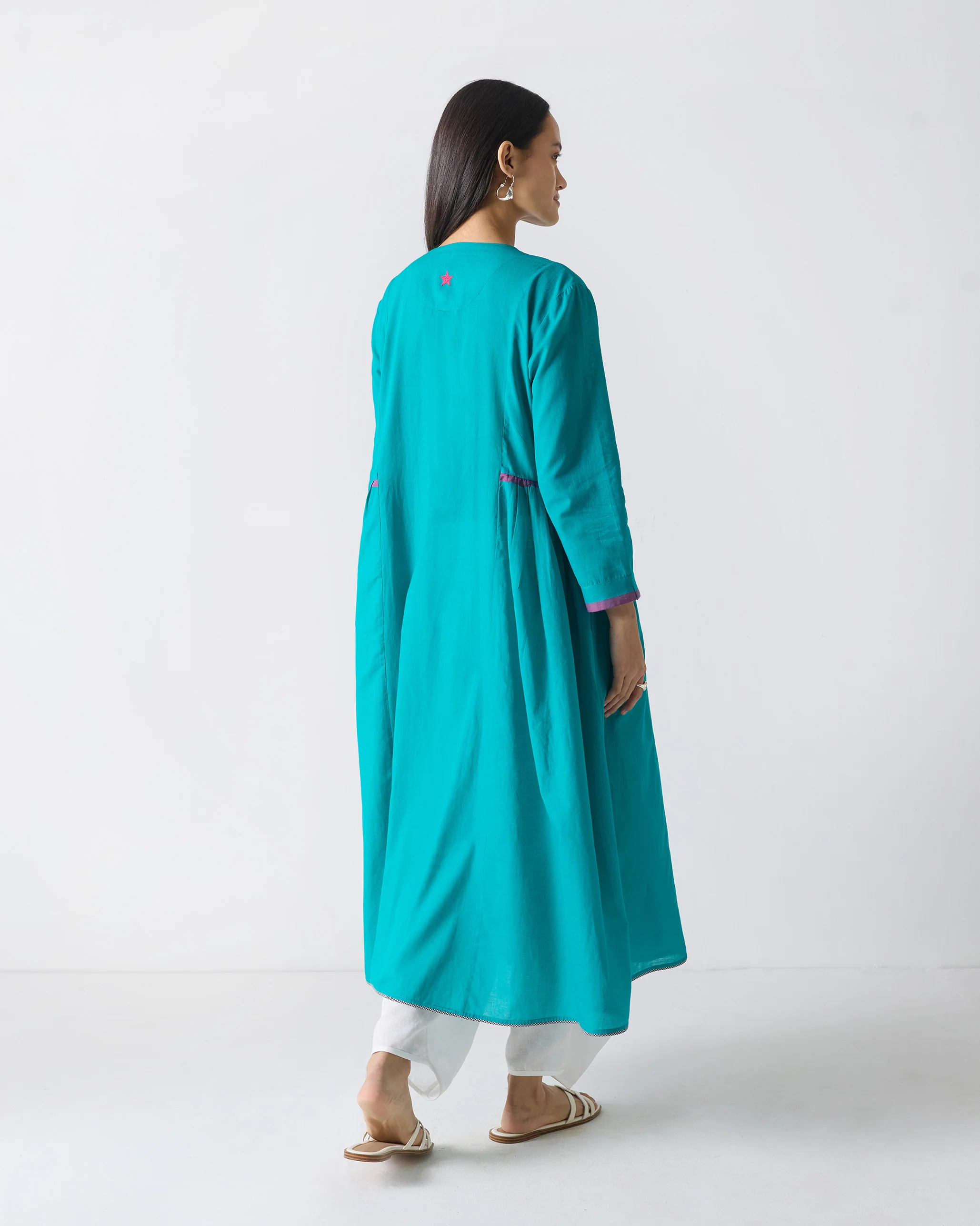 Pintuck Kurta - Aqua - Image 6