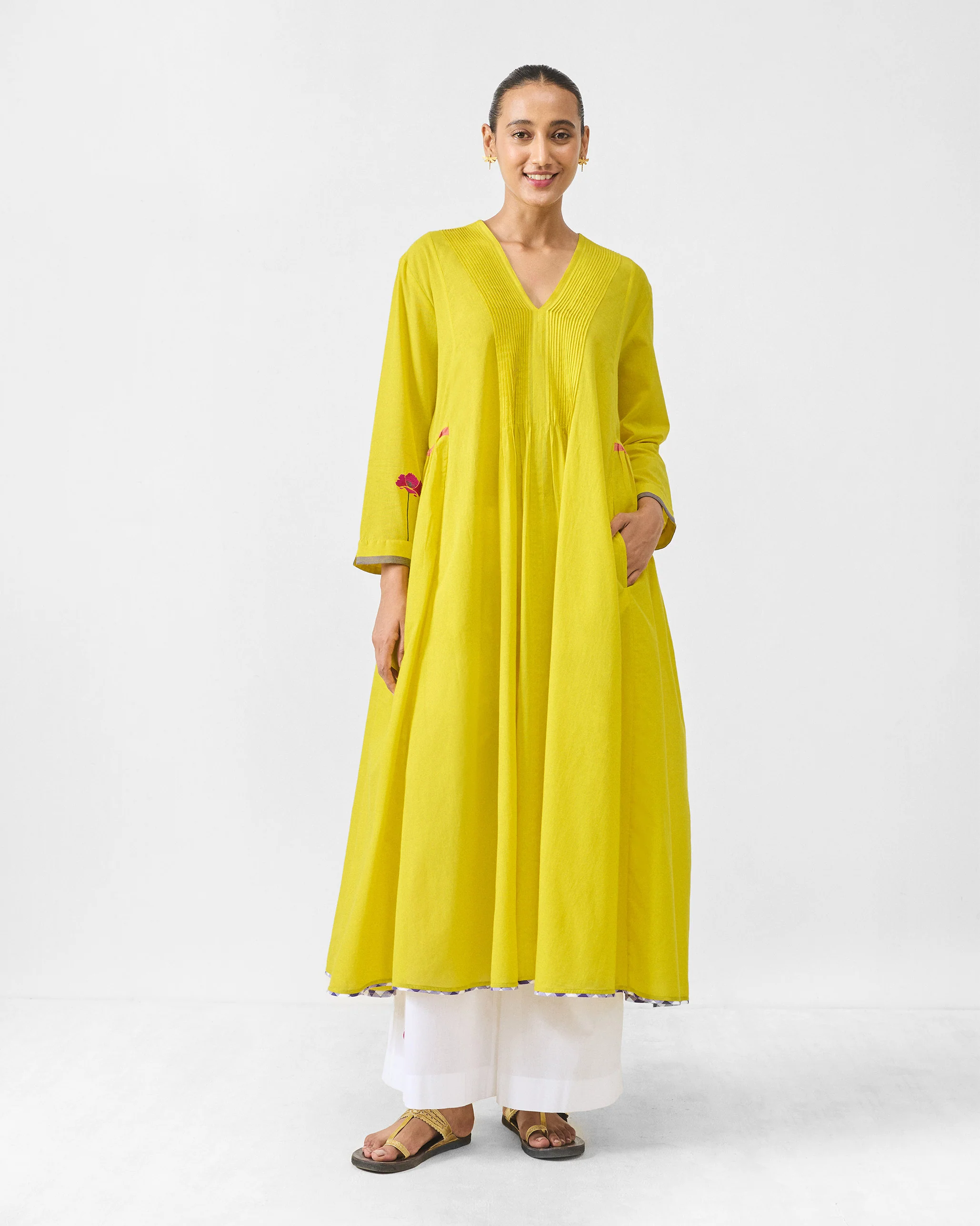Pintuck Kurta - Chartreuse - Image 2