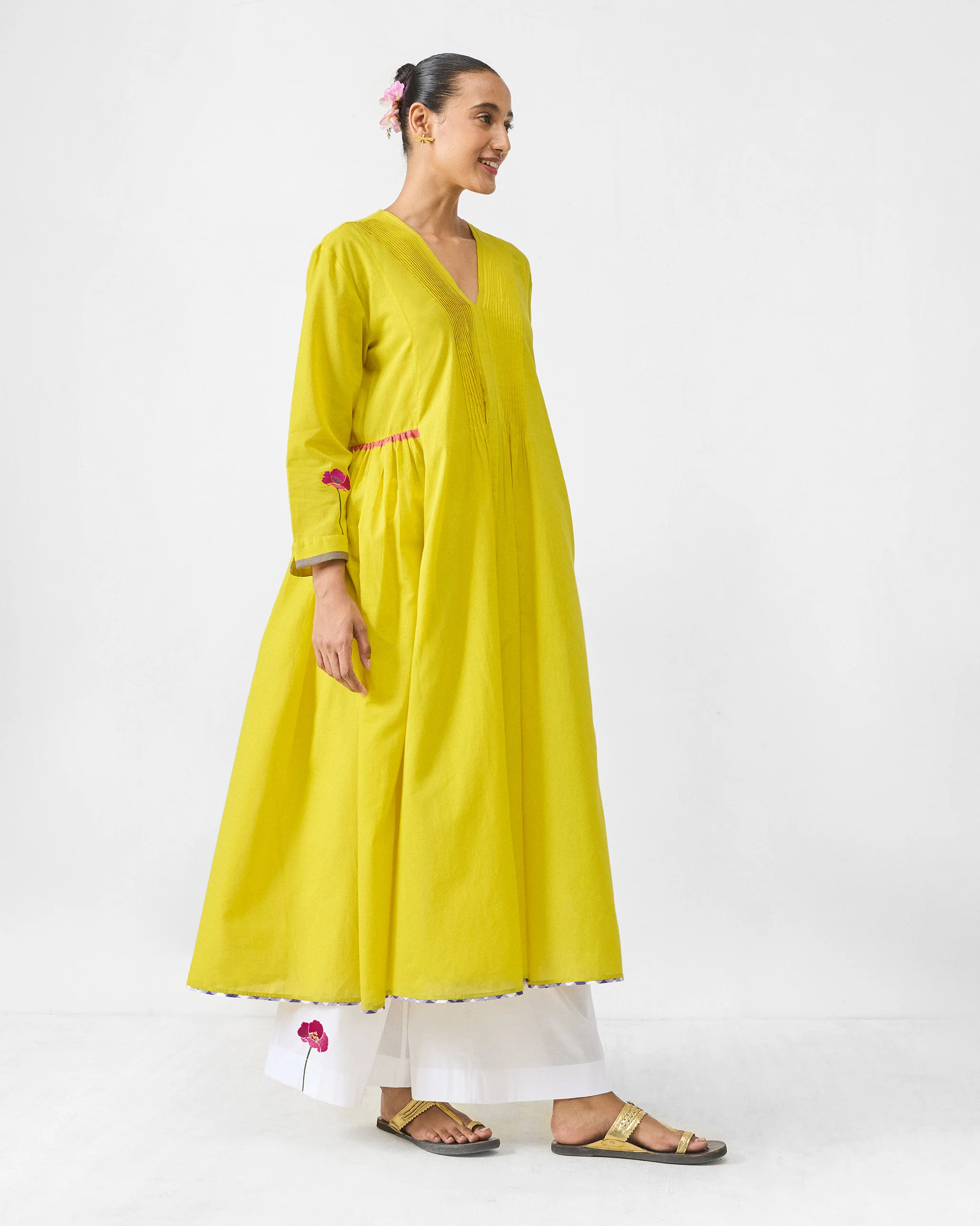 Pintuck Kurta - Chartreuse - Image 4
