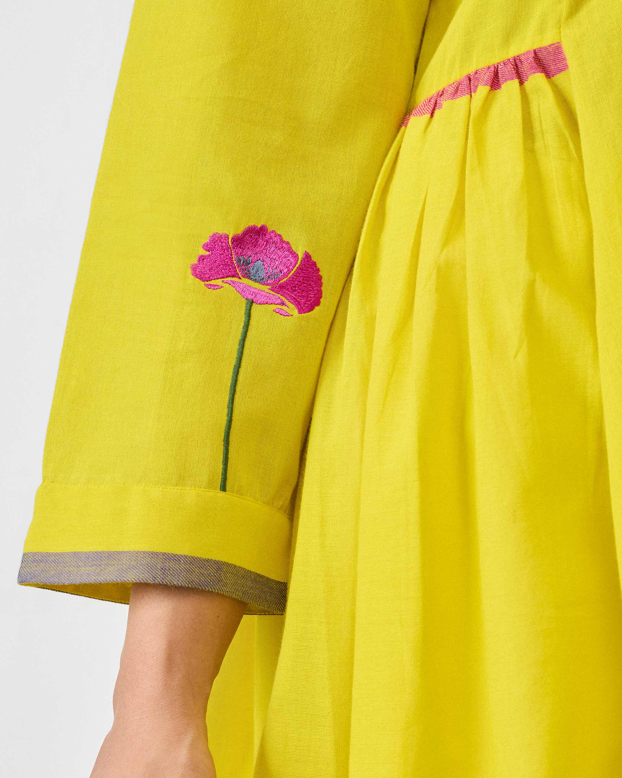 Pintuck Kurta - Chartreuse - Image 5