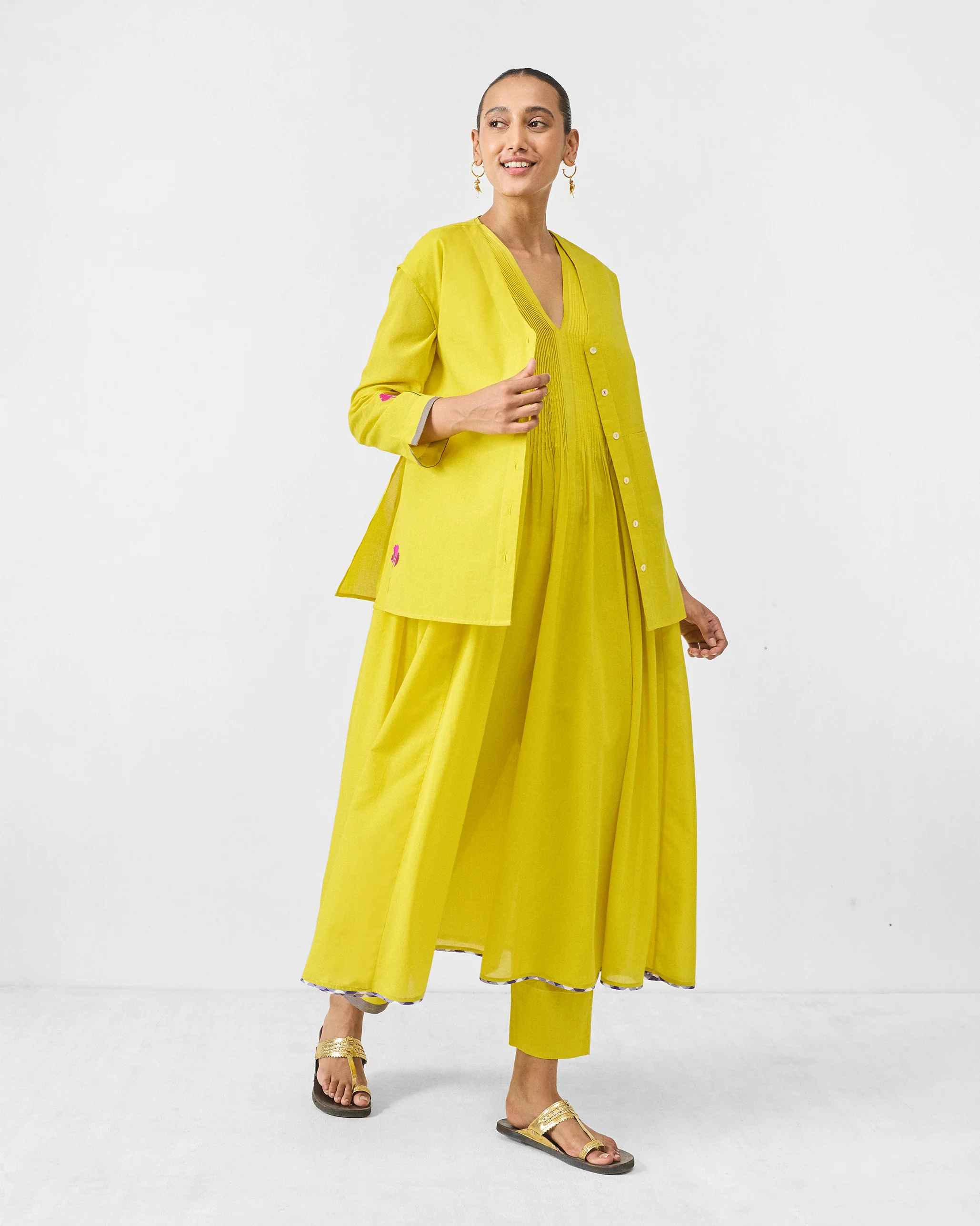 Pintuck Kurta - Chartreuse - Image 7