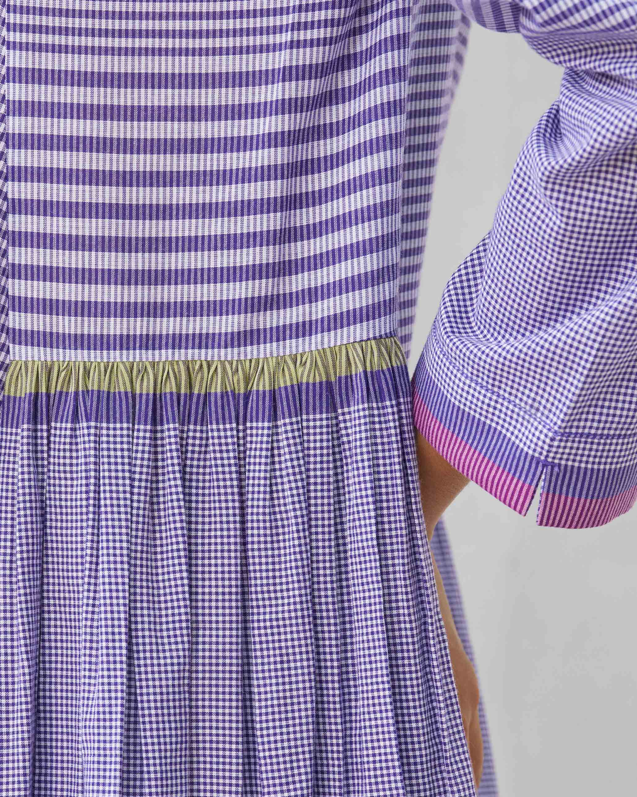 Pintuck Kurta - Purple & White - Image 3